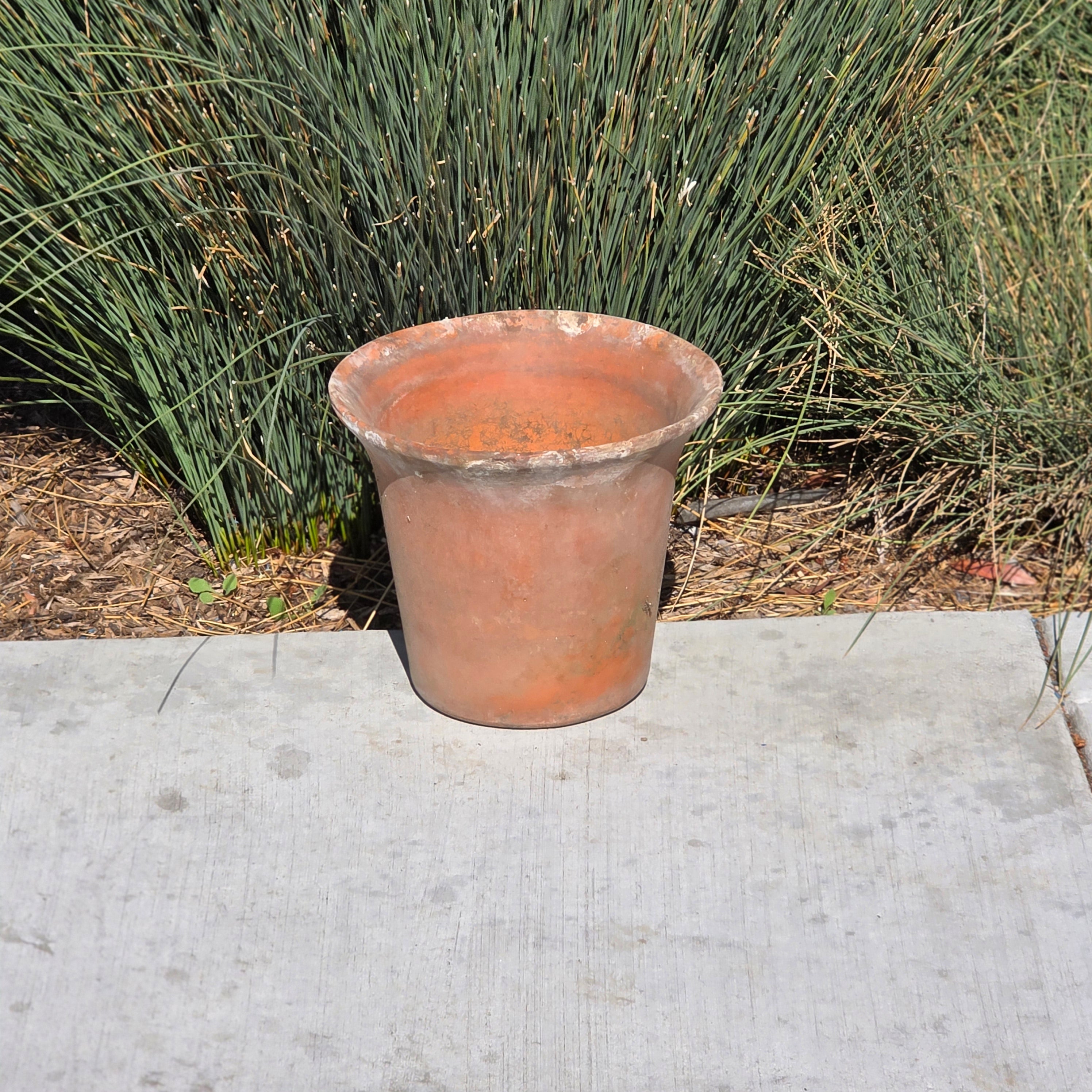 Vintage Terracotta Garden Planter Pot Weathered Flower Plant Tapered Rim 11"