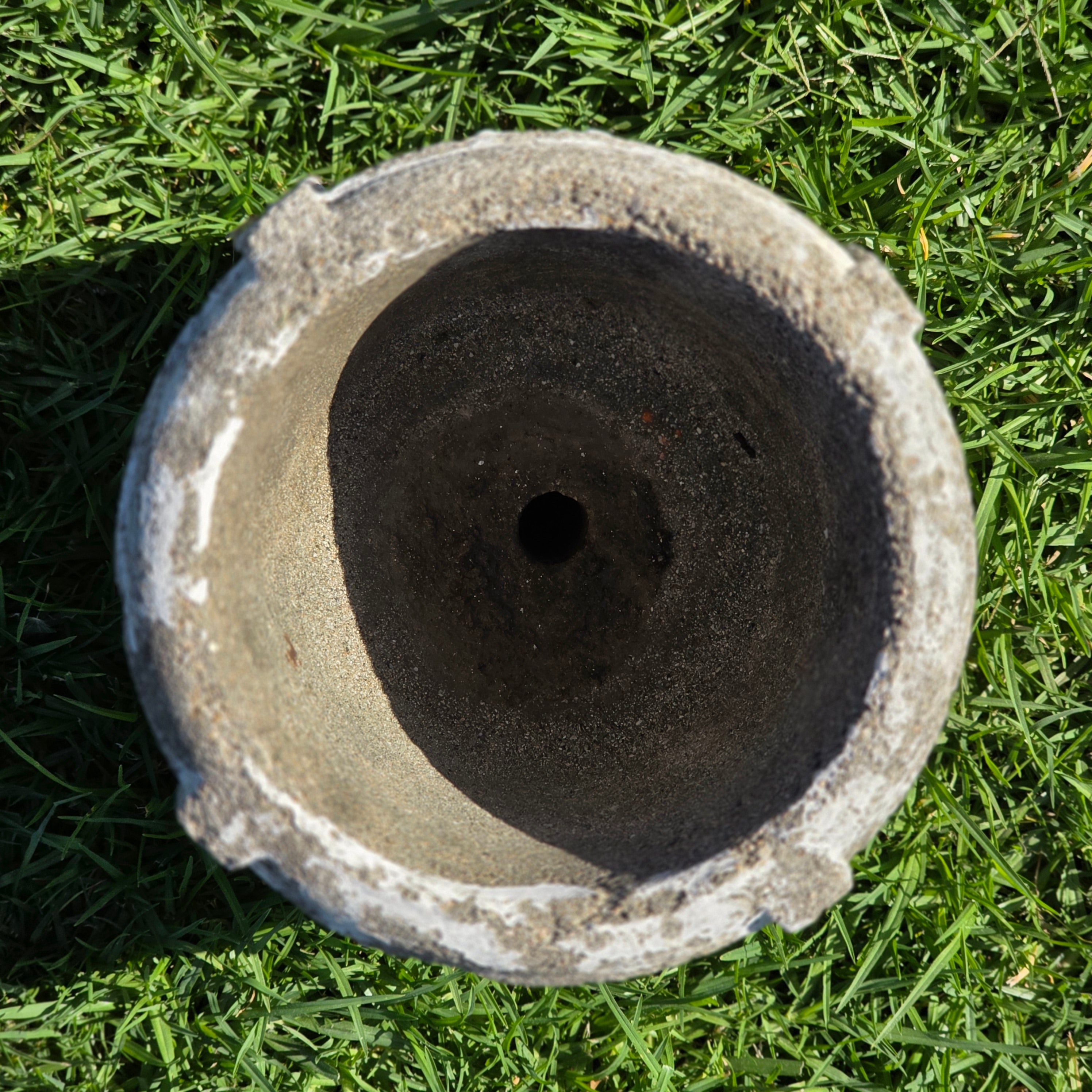 Vintage Concrete Garden Planter Greek Key Grape Urn Cast Stone Heavy Pot Repair