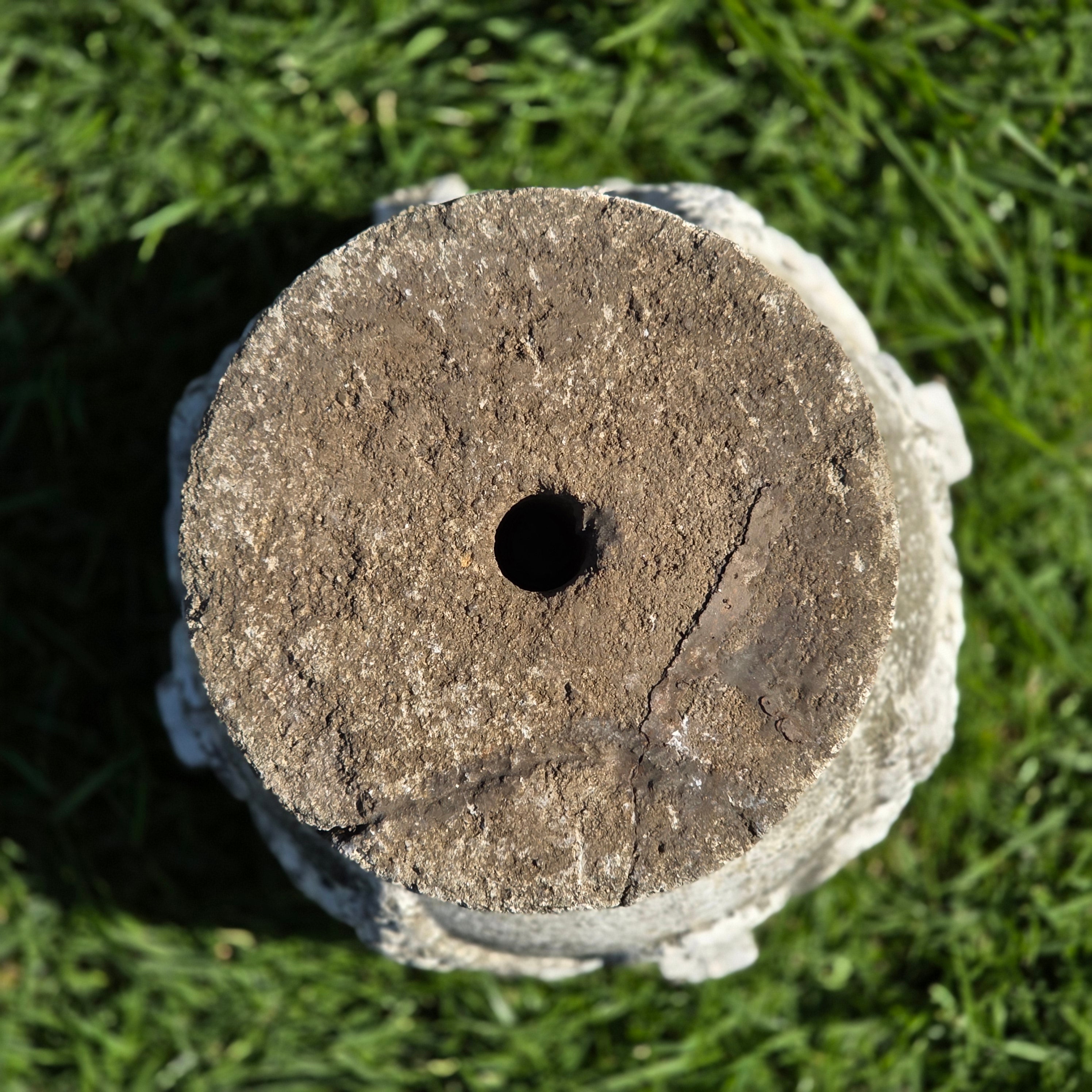 Vintage Concrete Garden Planter Greek Key Grape Urn Cast Stone Heavy Pot Repair