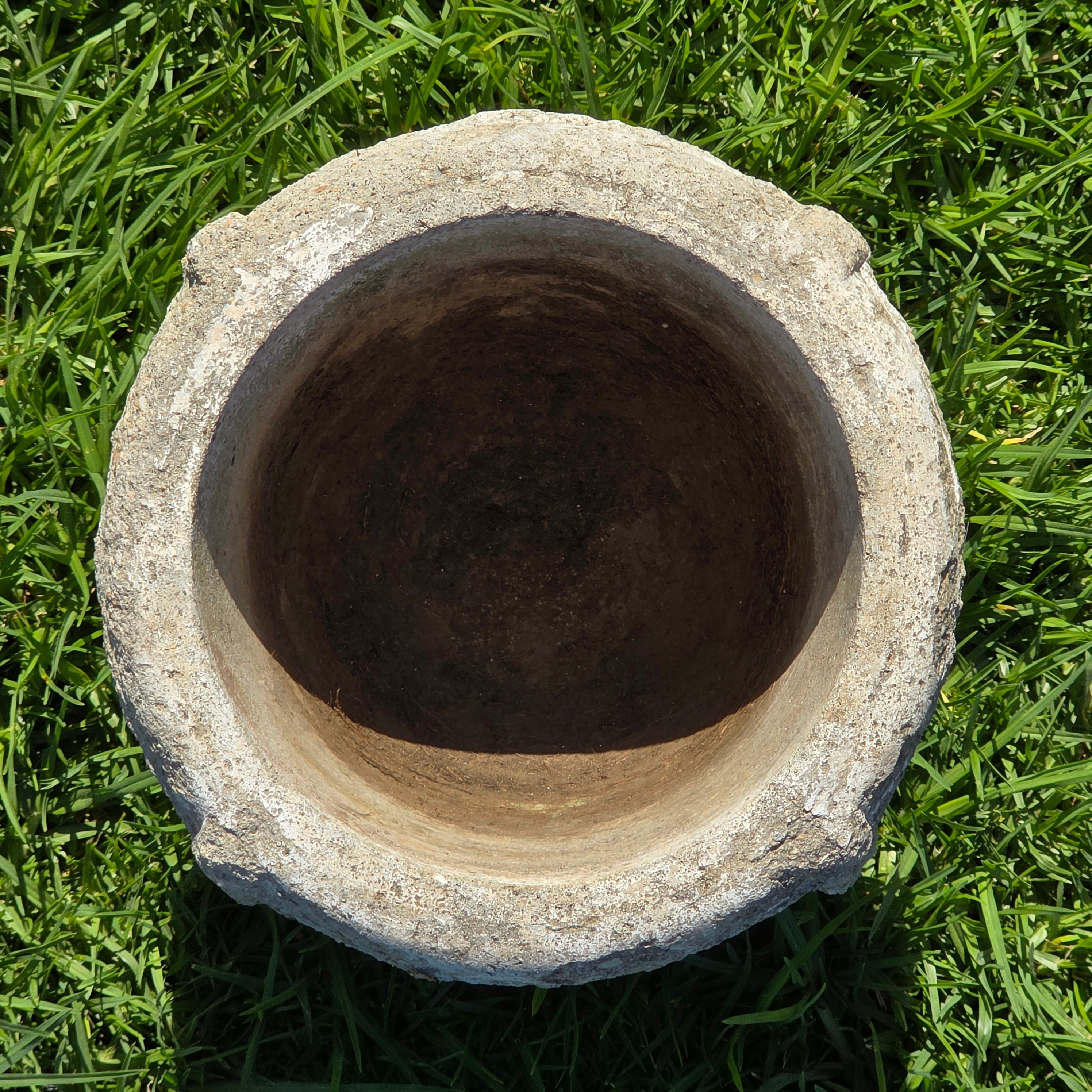 Vintage Concrete Garden Planter Greek Key Grape Urn Cast Stone Heavy Pot 18 lbs