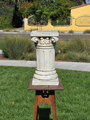 Share Vintage Concrete Column Pedestal Stand Ionic Capital Cast Stone Plant Base 50lb