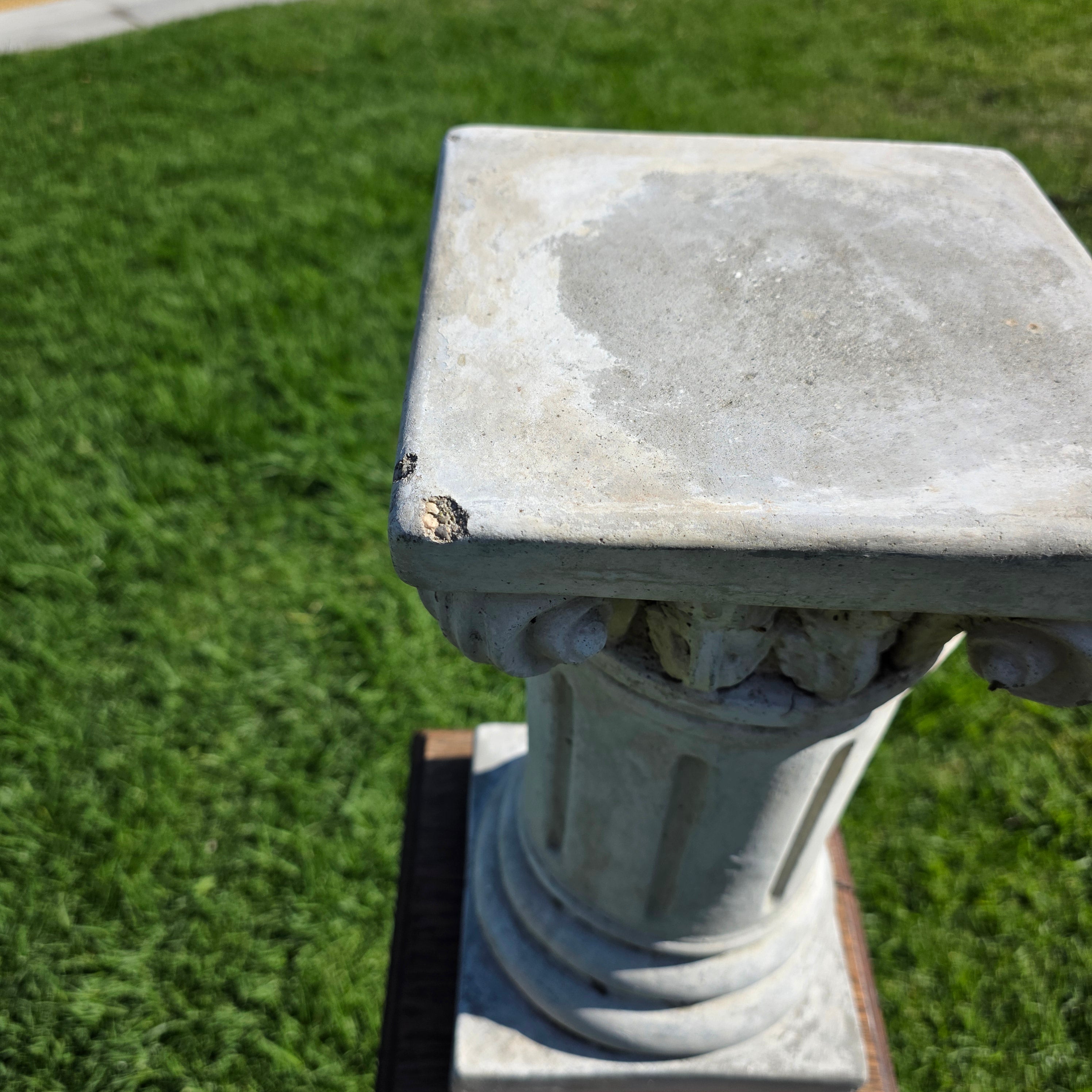 Share Vintage Concrete Column Pedestal Stand Ionic Capital Cast Stone Plant Base 50lb