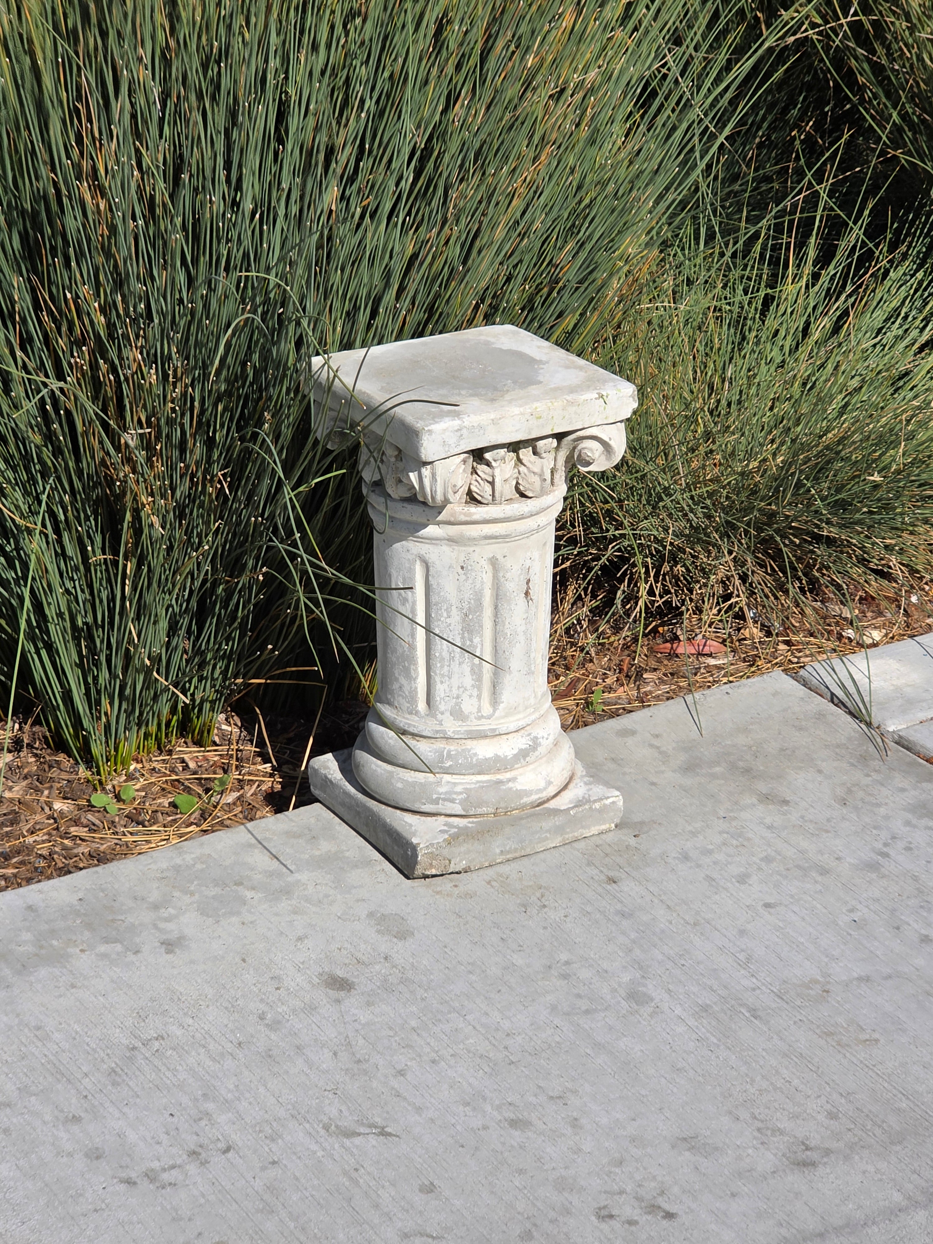 Share Vintage Concrete Column Pedestal Stand Ionic Capital Cast Stone Plant Base 50lb