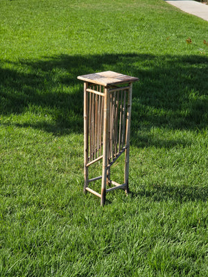 Vintage Boho Bamboo Plant Stand Tall Flower Pot Holder Rattan Tiki Basketweave