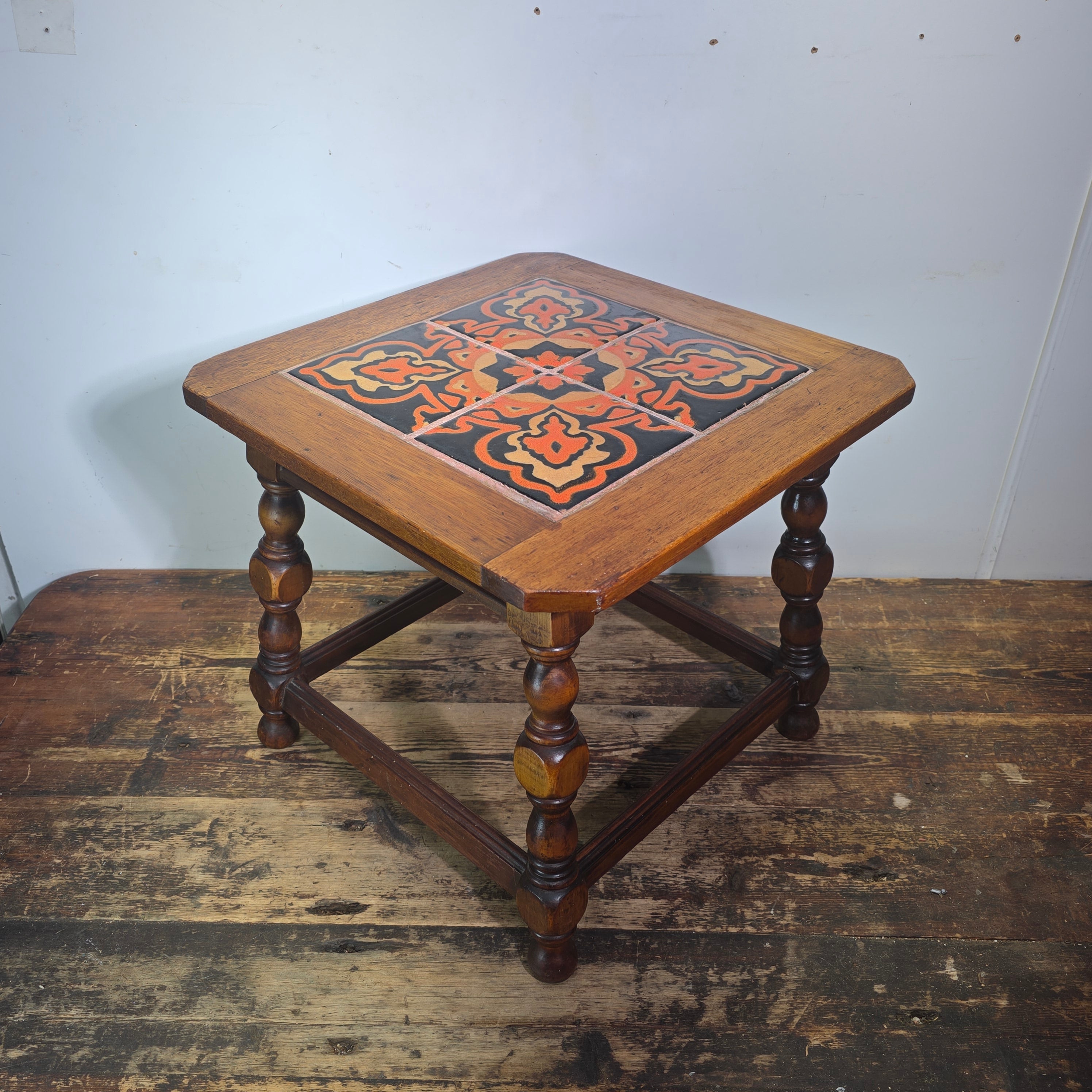 Moorish Flame Taylor Tilery 1930s Tile Top Wood Table California Pottery Vintage