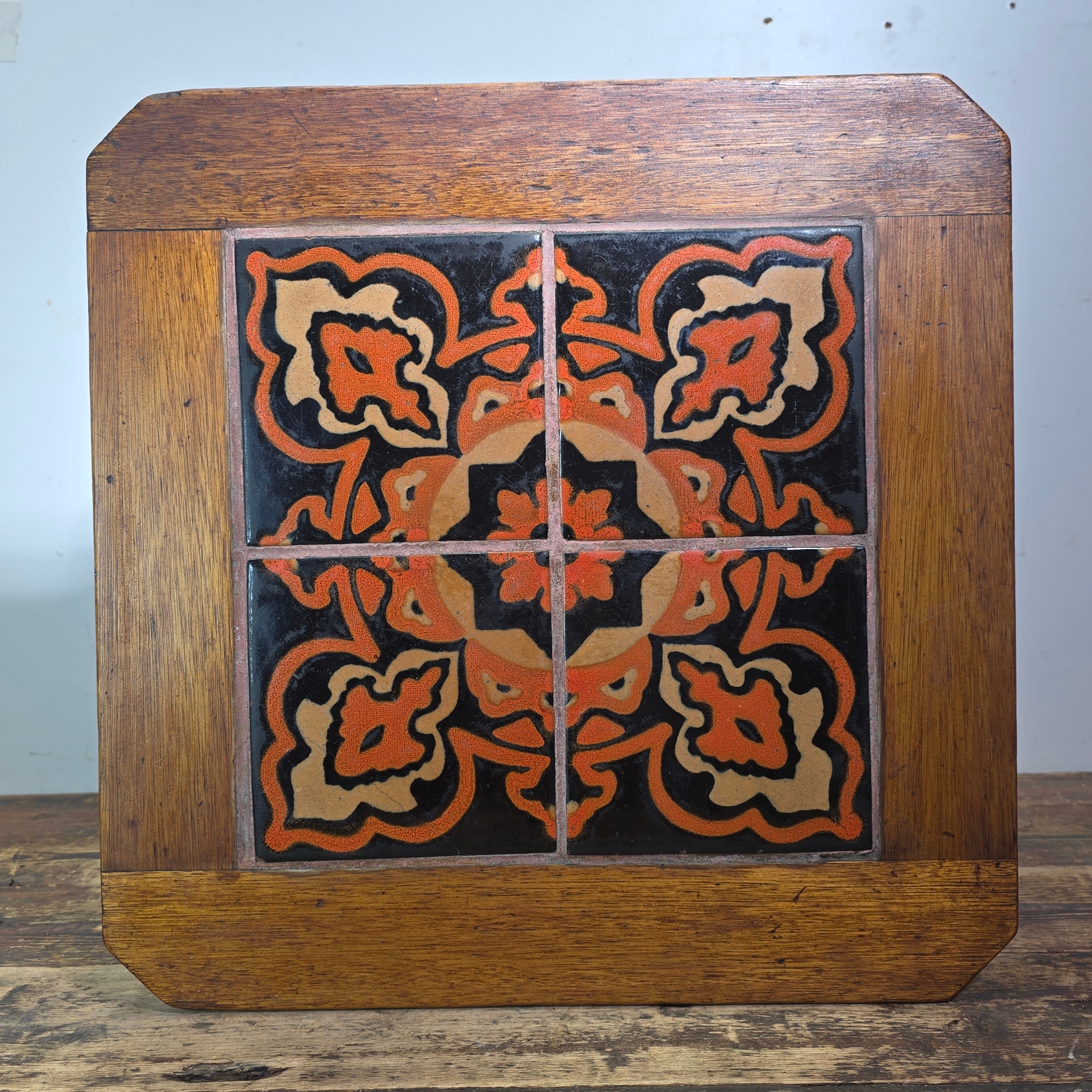 Moorish Flame Taylor Tilery 1930s Tile Top Wood Table California Pottery Vintage