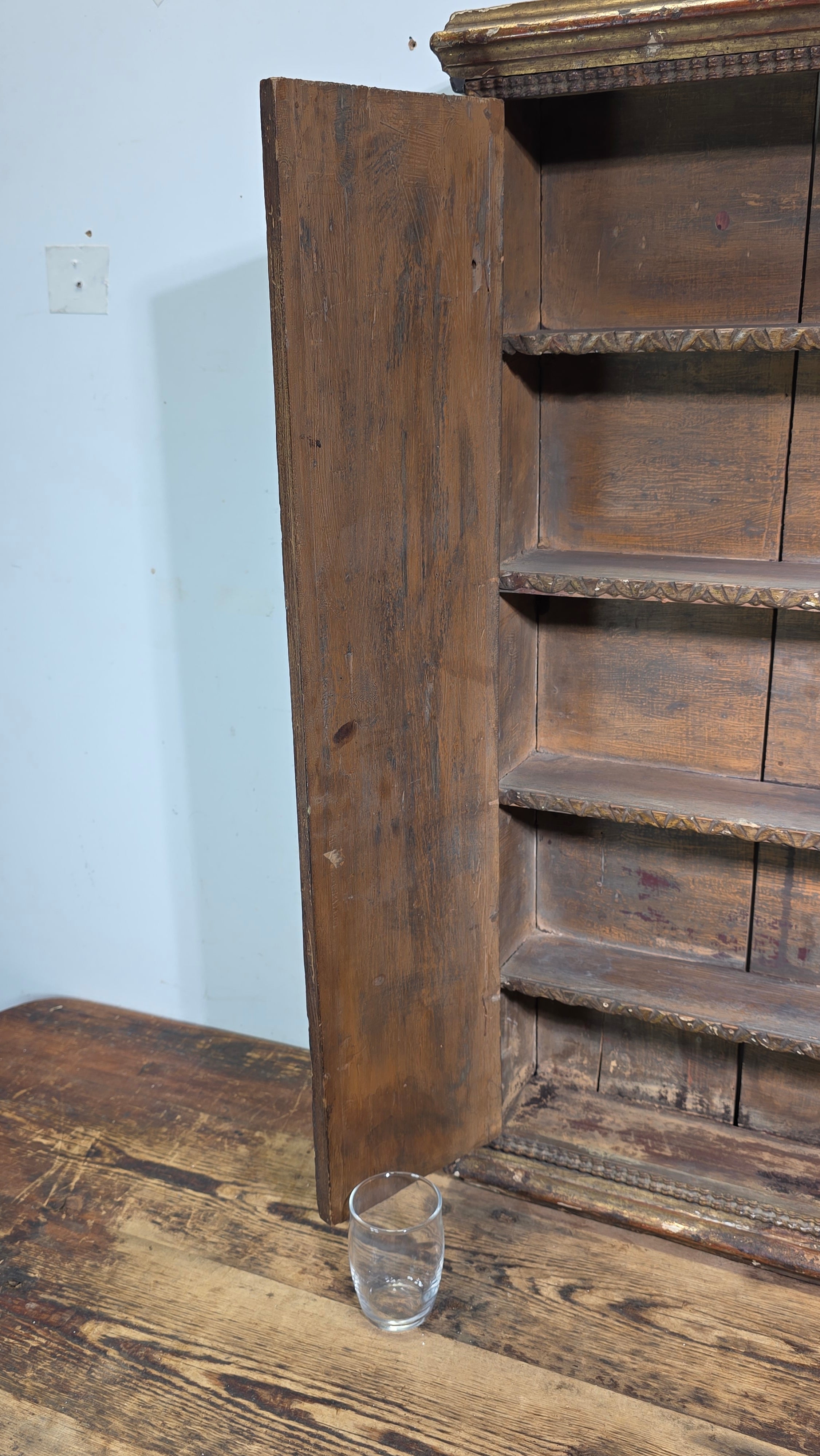 Tabernacle Church Cabinet 1700s Italian Spanish Baroque Carved Wood Wall Gilt