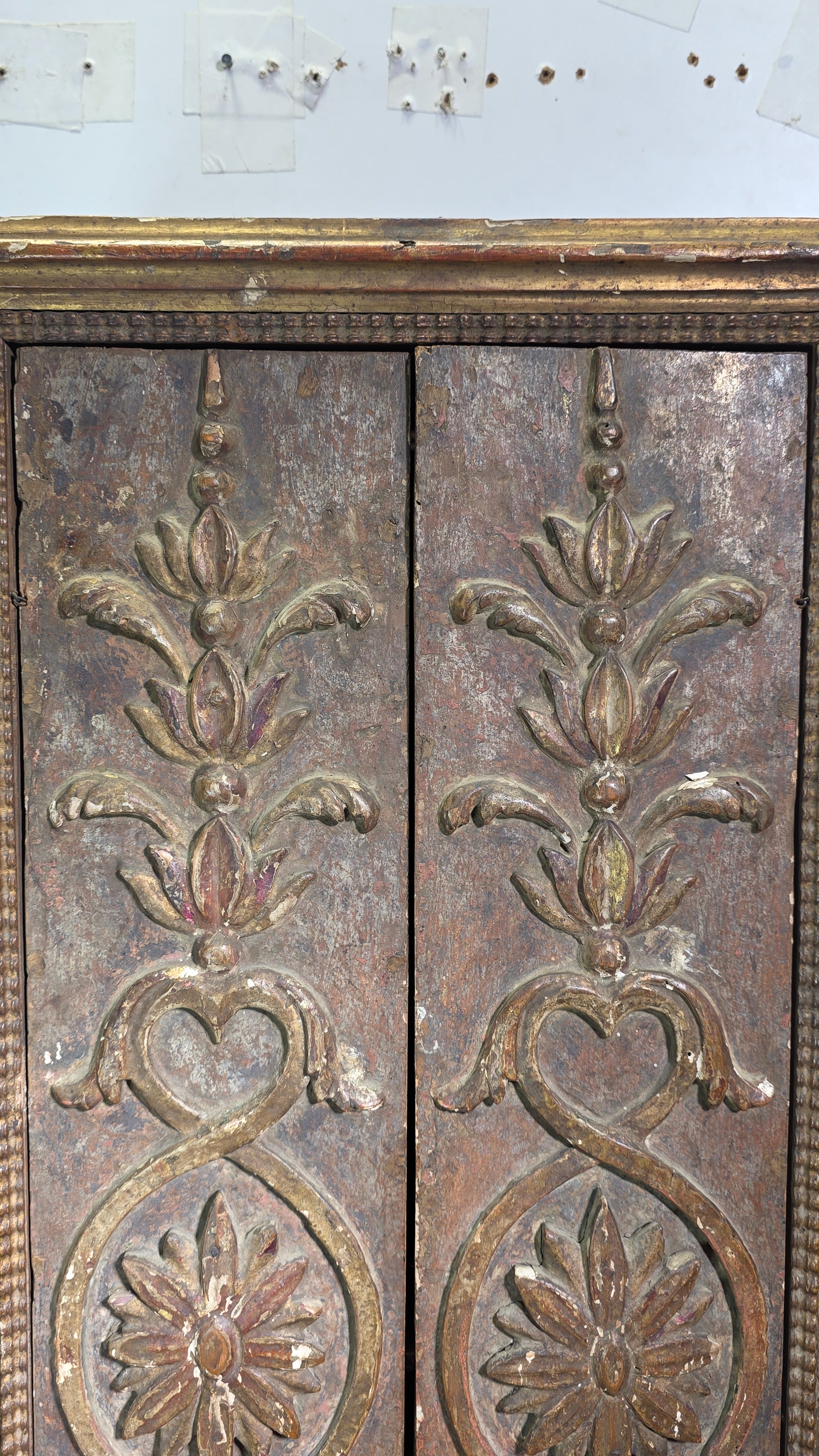 Tabernacle Church Cabinet 1700s Italian Spanish Baroque Carved Wood Wall Gilt
