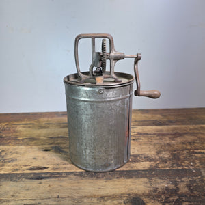 Antique Hand Crank Butter Churn Tin Metal Glass Washer Ice Cream Maker Primitive