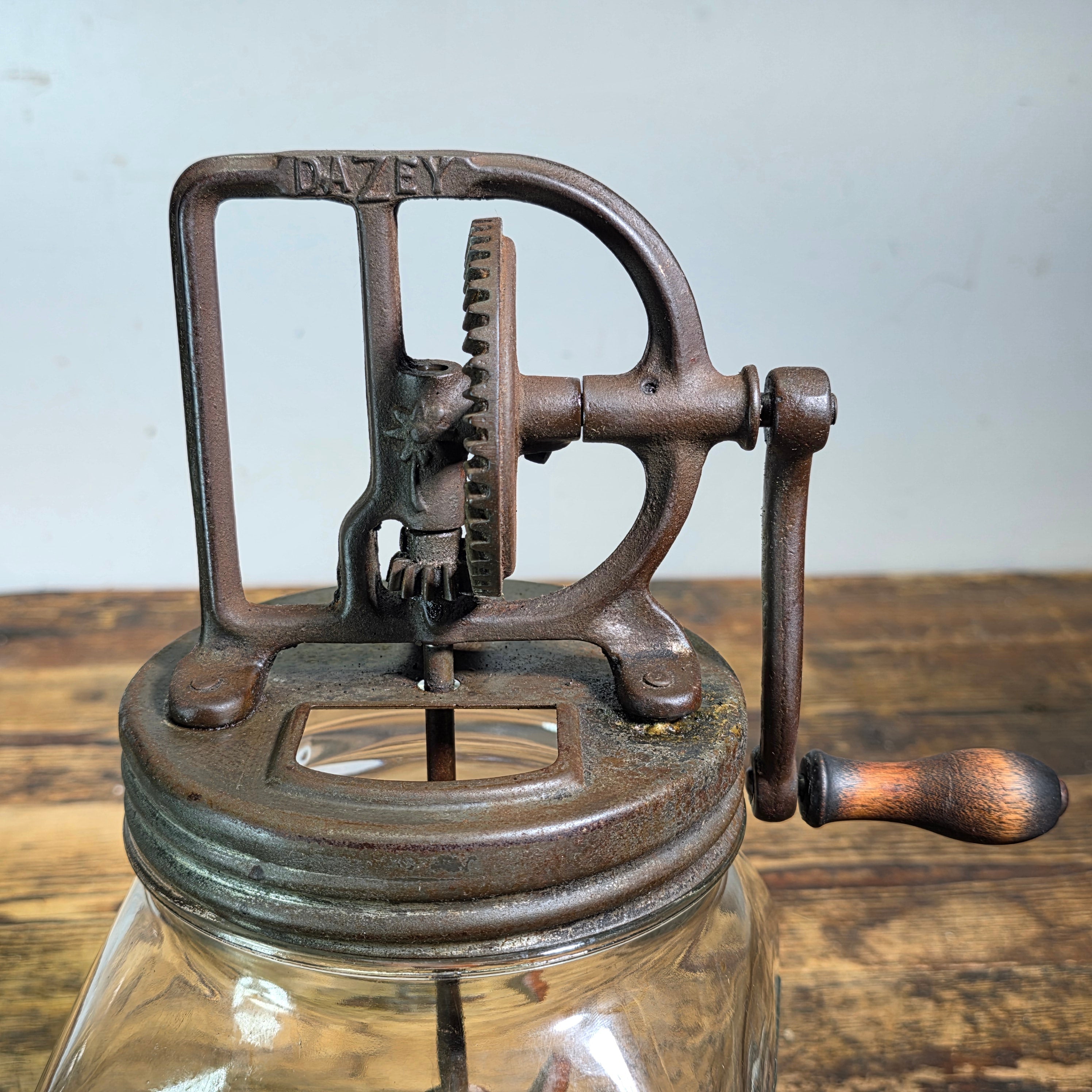 Vintage 1930s Dazey Churn Model B Cast Iron Top Sunbeam Mixmaster Glass Jar Rare