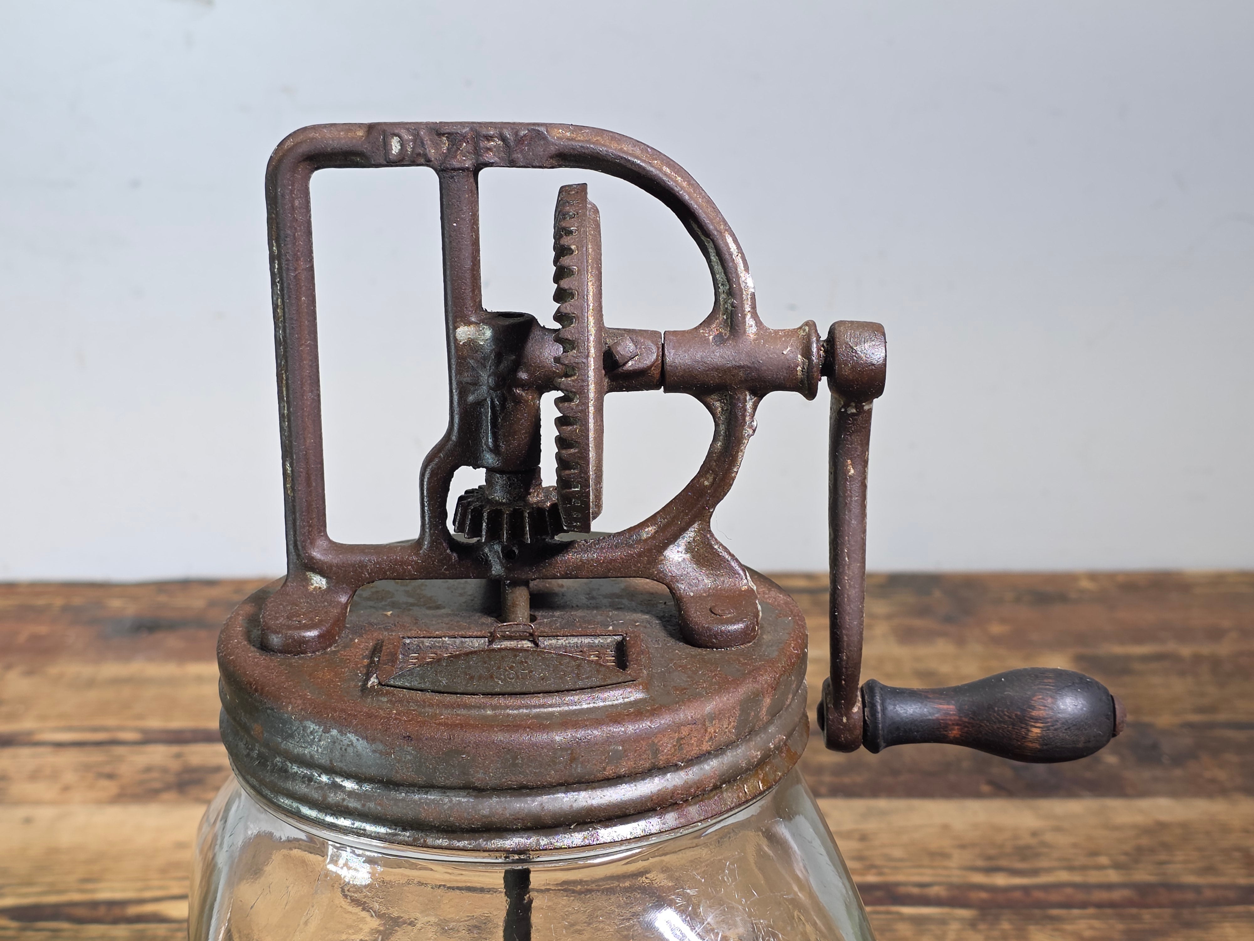 Antique Dazey Butter Churn No 40 Glass Jar 40B Cast Iron Hand Crank Patented 1922