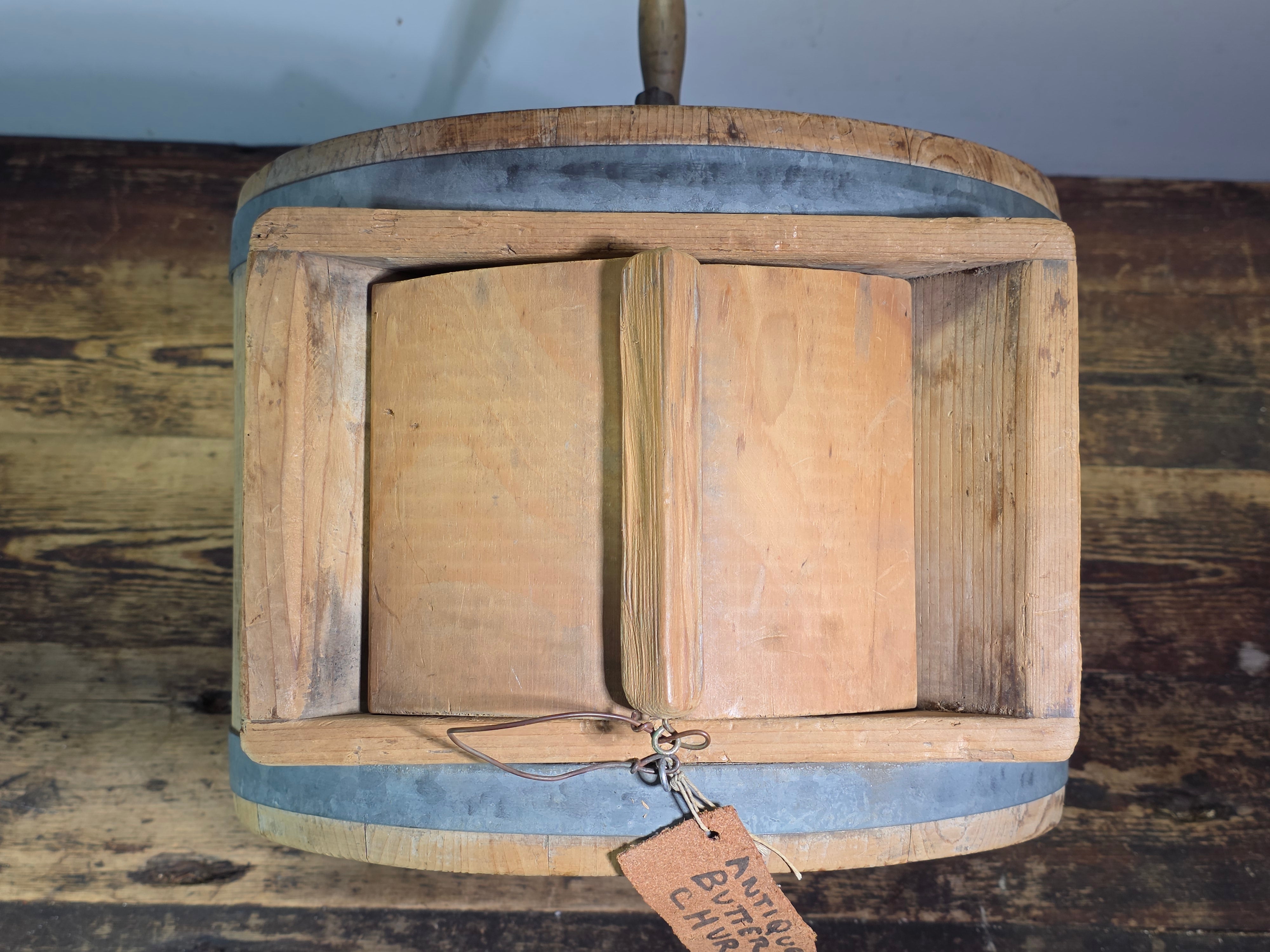Antique Wooden Barrel Butter Churn Hand Crank Primitive Farmhouse Country Rustic