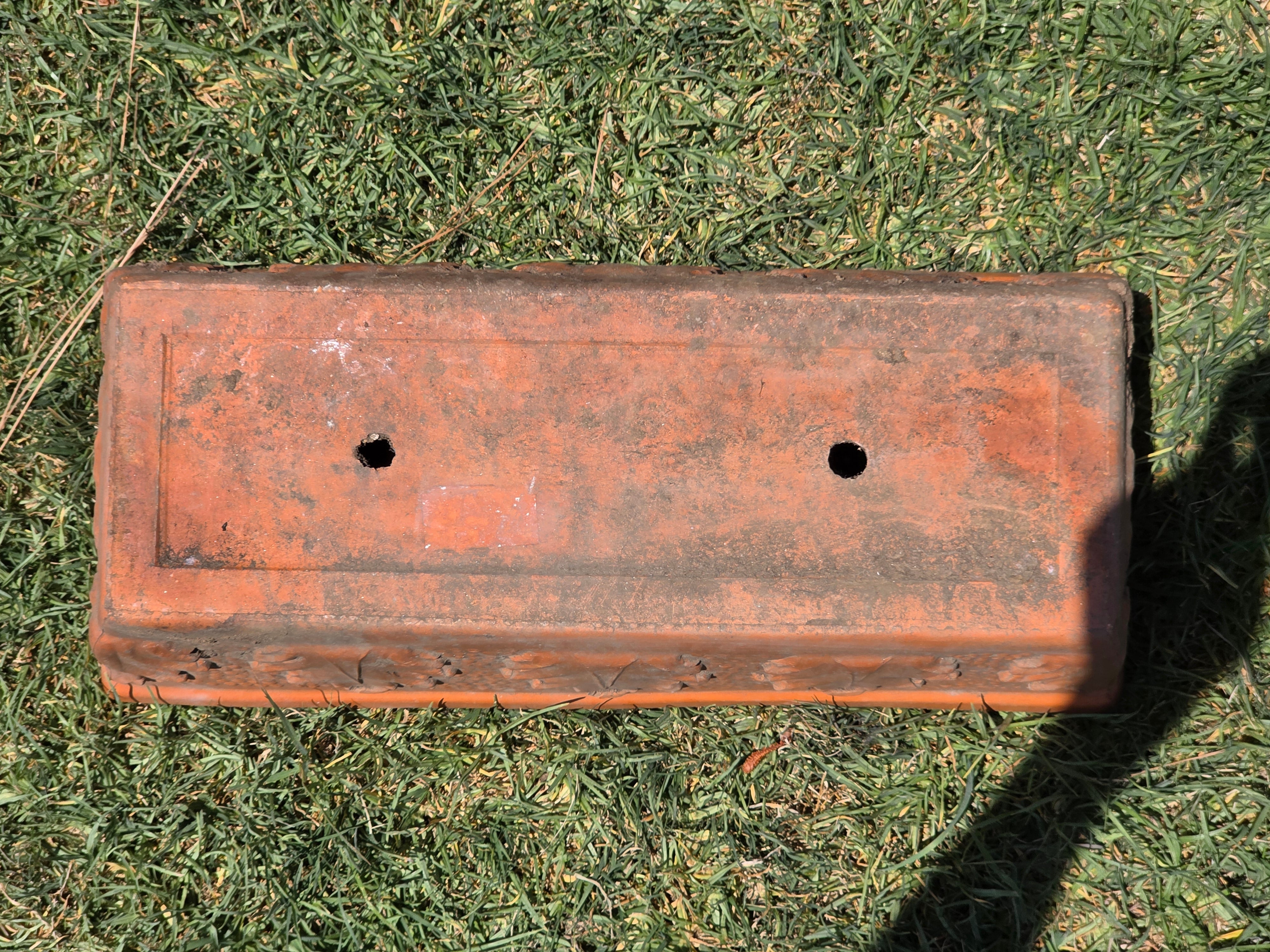 Vintage Terracotta Window Box Planter Italian Style Acanthus Leaf Trough Pot 20"