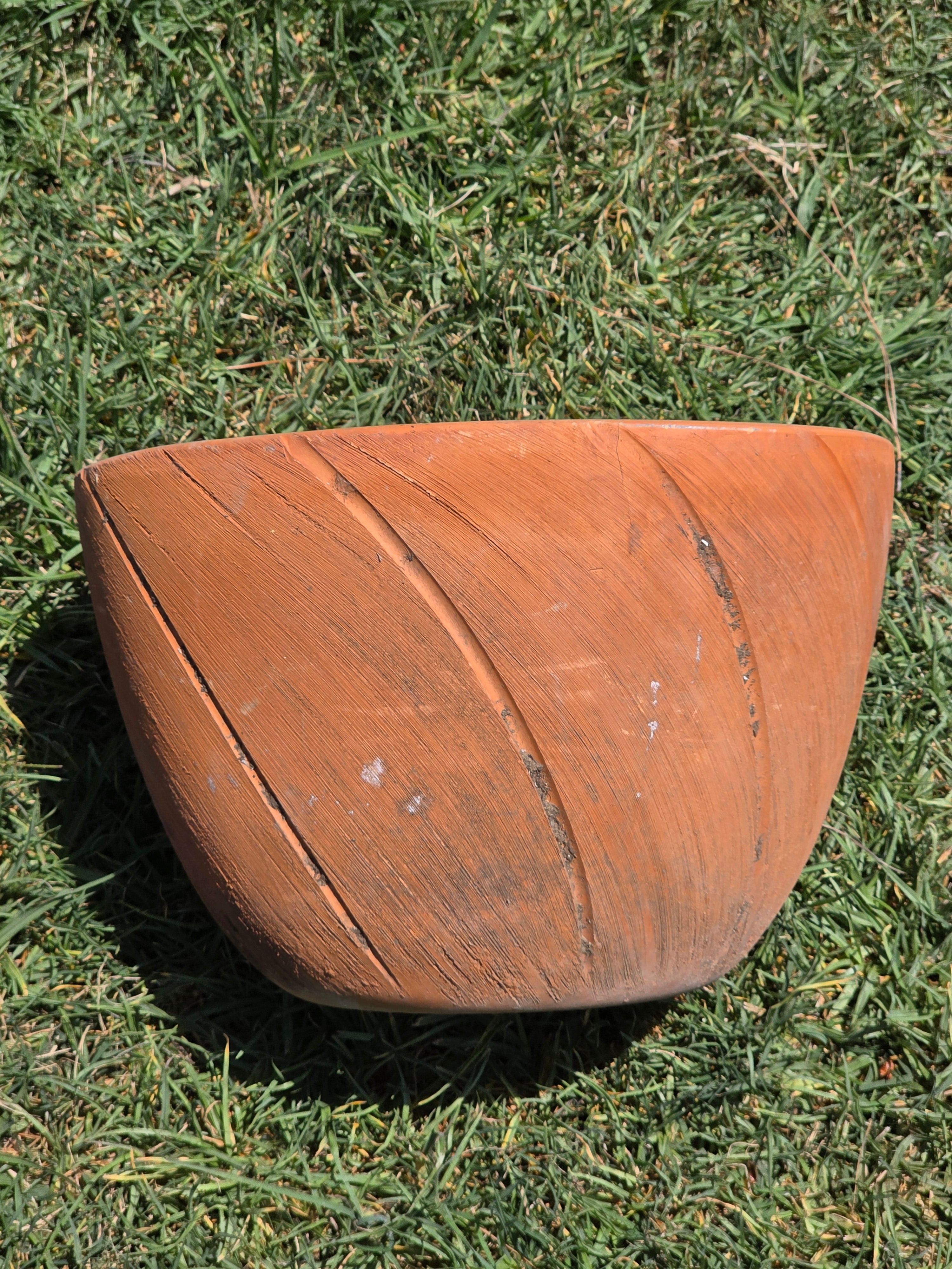Washington Pottery Liberty Bell Terracotta Planter 13" Swirl Clay Pot Mexico