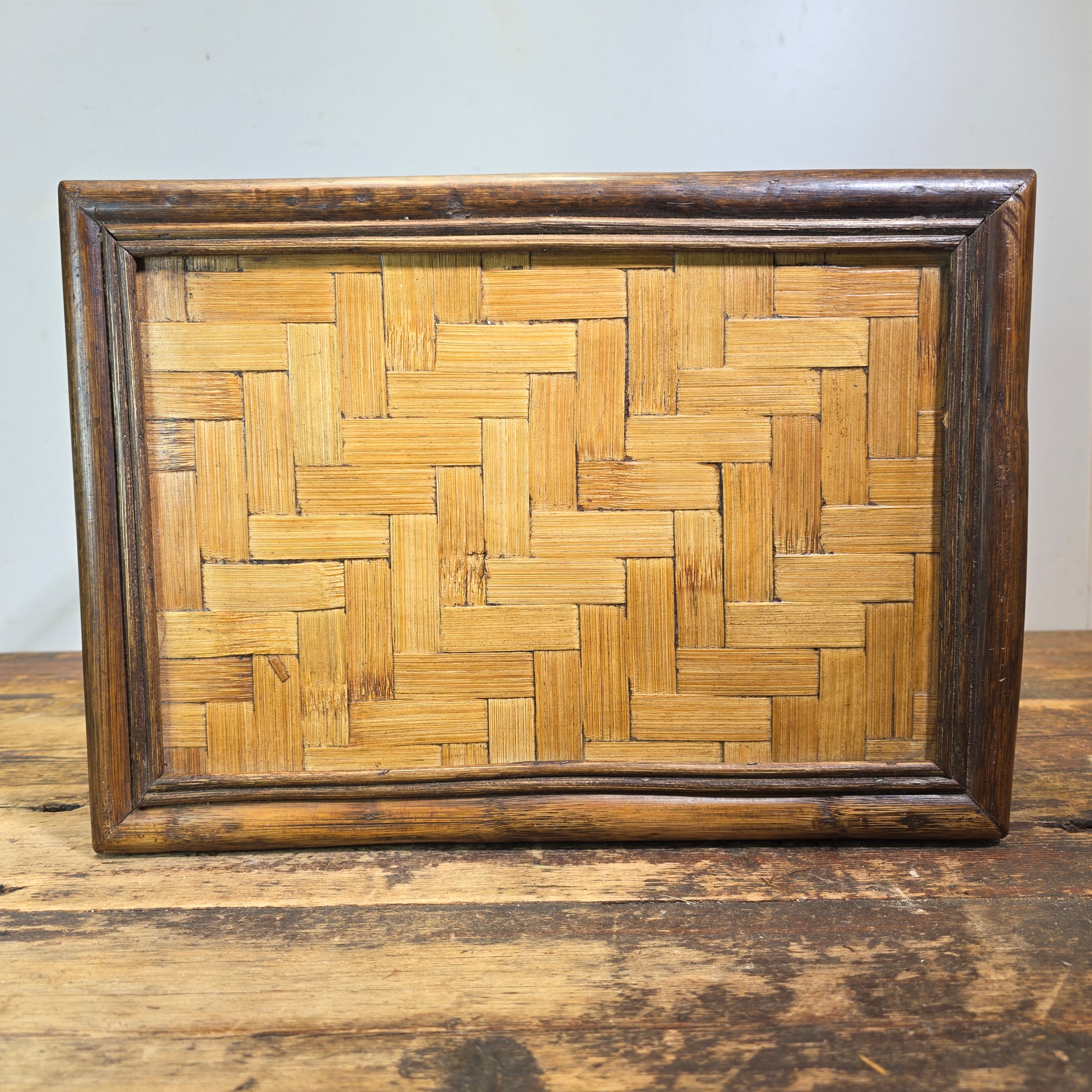 Vintage Rattan Bamboo Nesting Side Table Boho End Plant Stand Small Single Piece