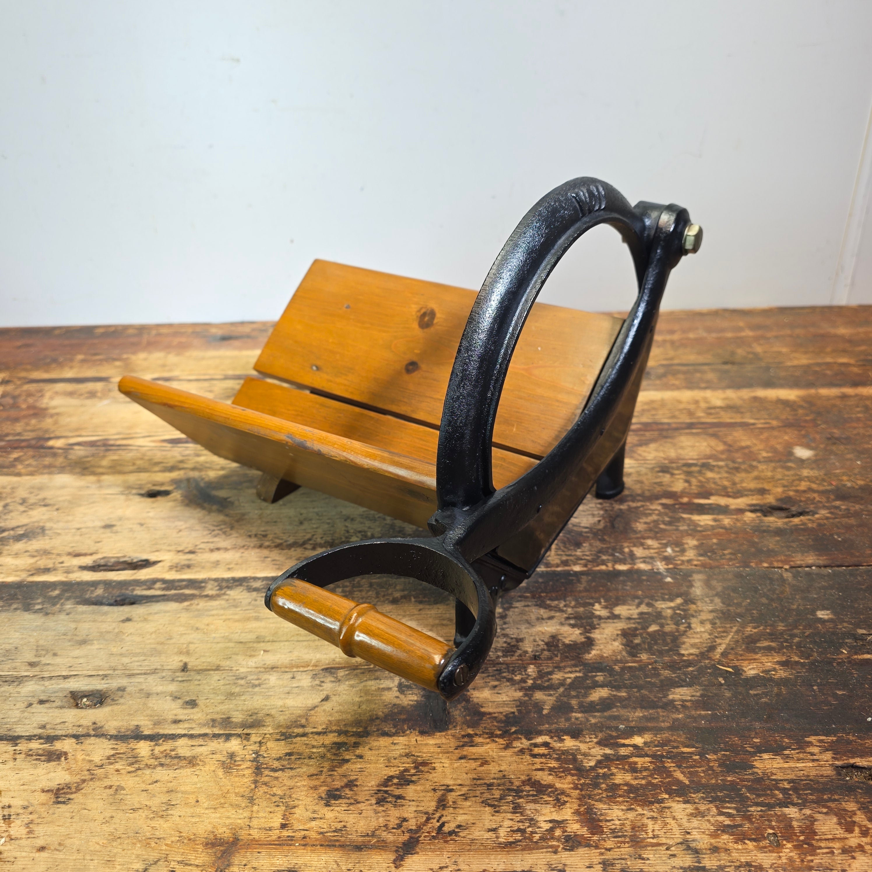 Rare Early VOSS No 6 Bread Slicer Restored Cast Iron Antique Wood Denmark Cutter