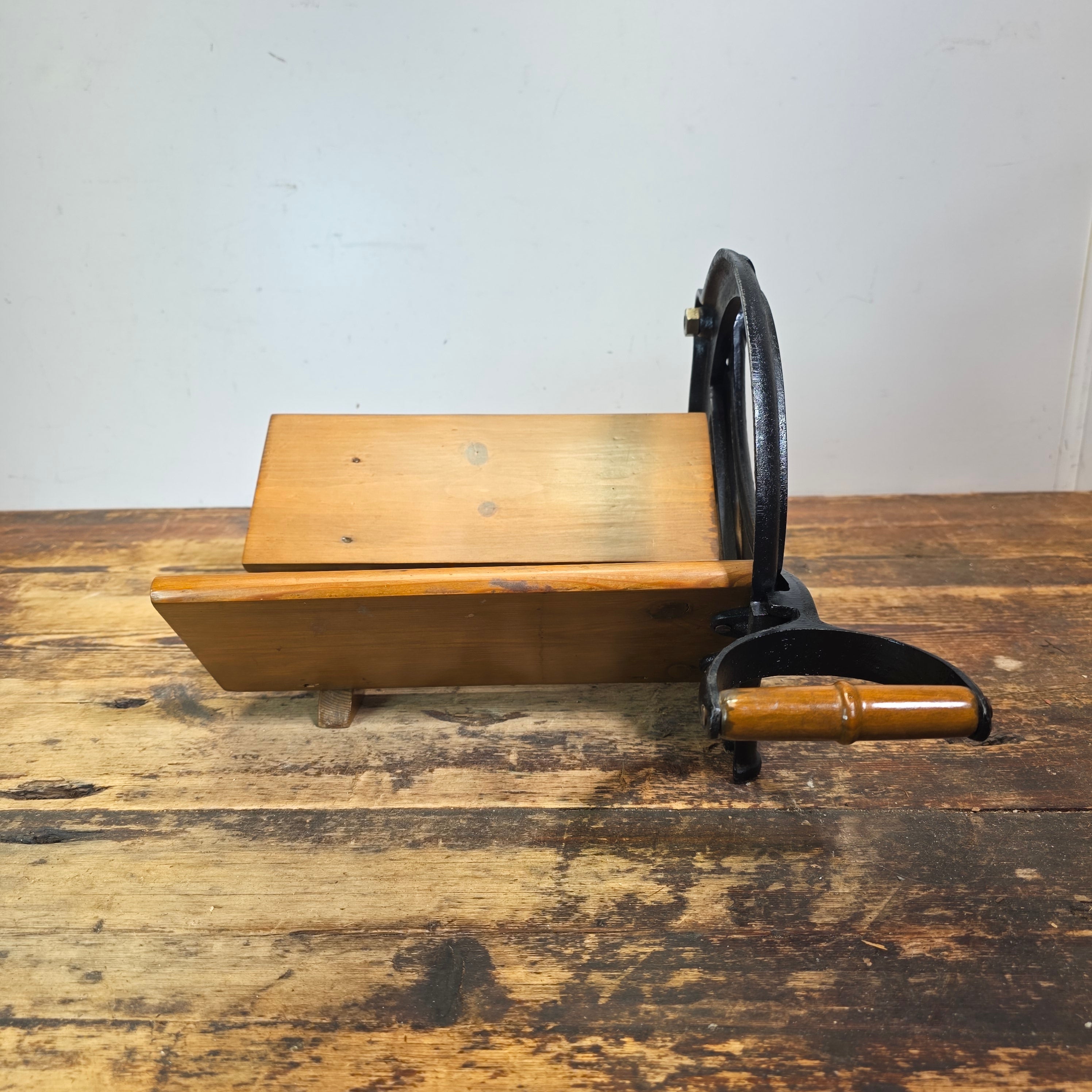 Rare Early VOSS No 6 Bread Slicer Restored Cast Iron Antique Wood Denmark Cutter