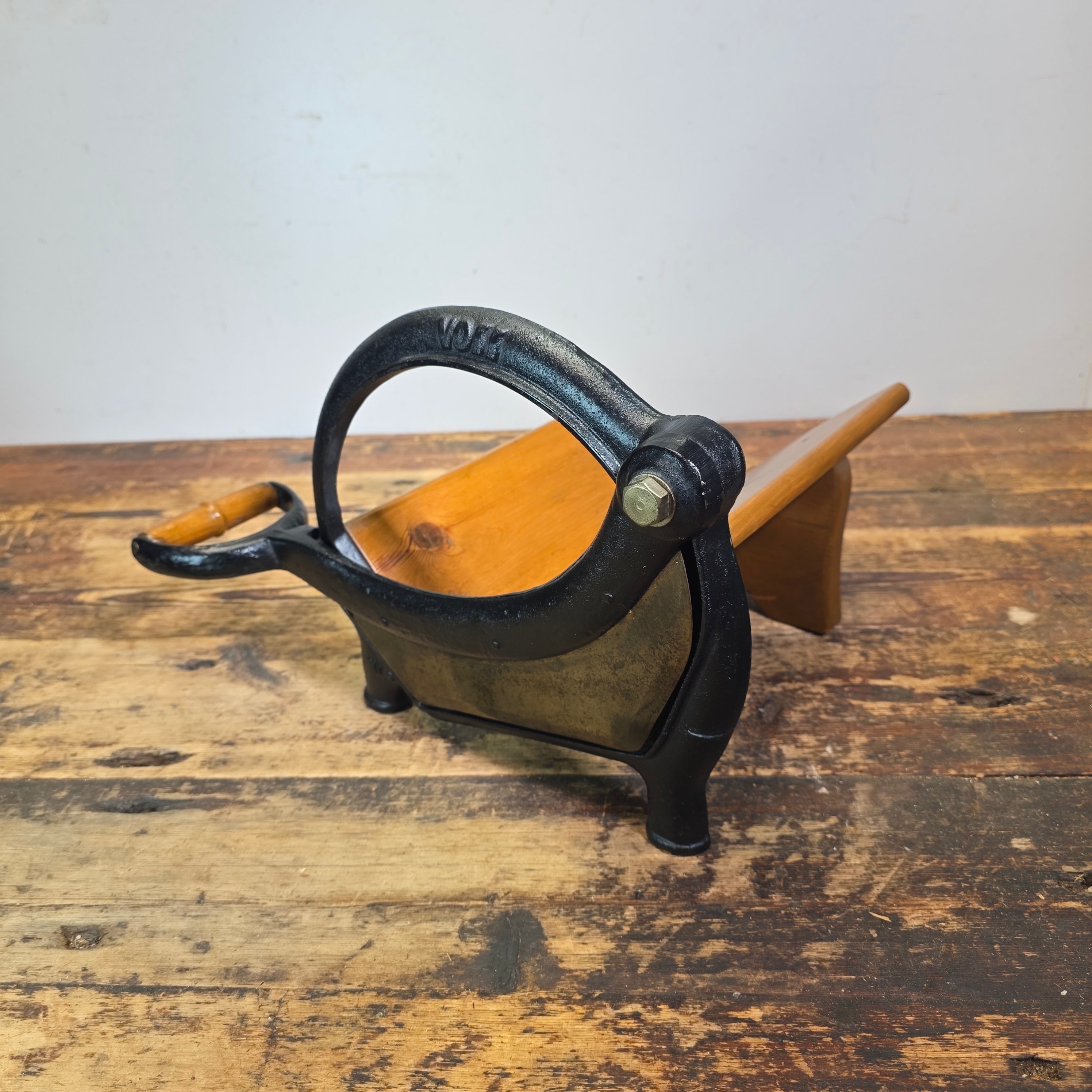 Rare Early VOSS No 6 Bread Slicer Restored Cast Iron Antique Wood Denmark Cutter