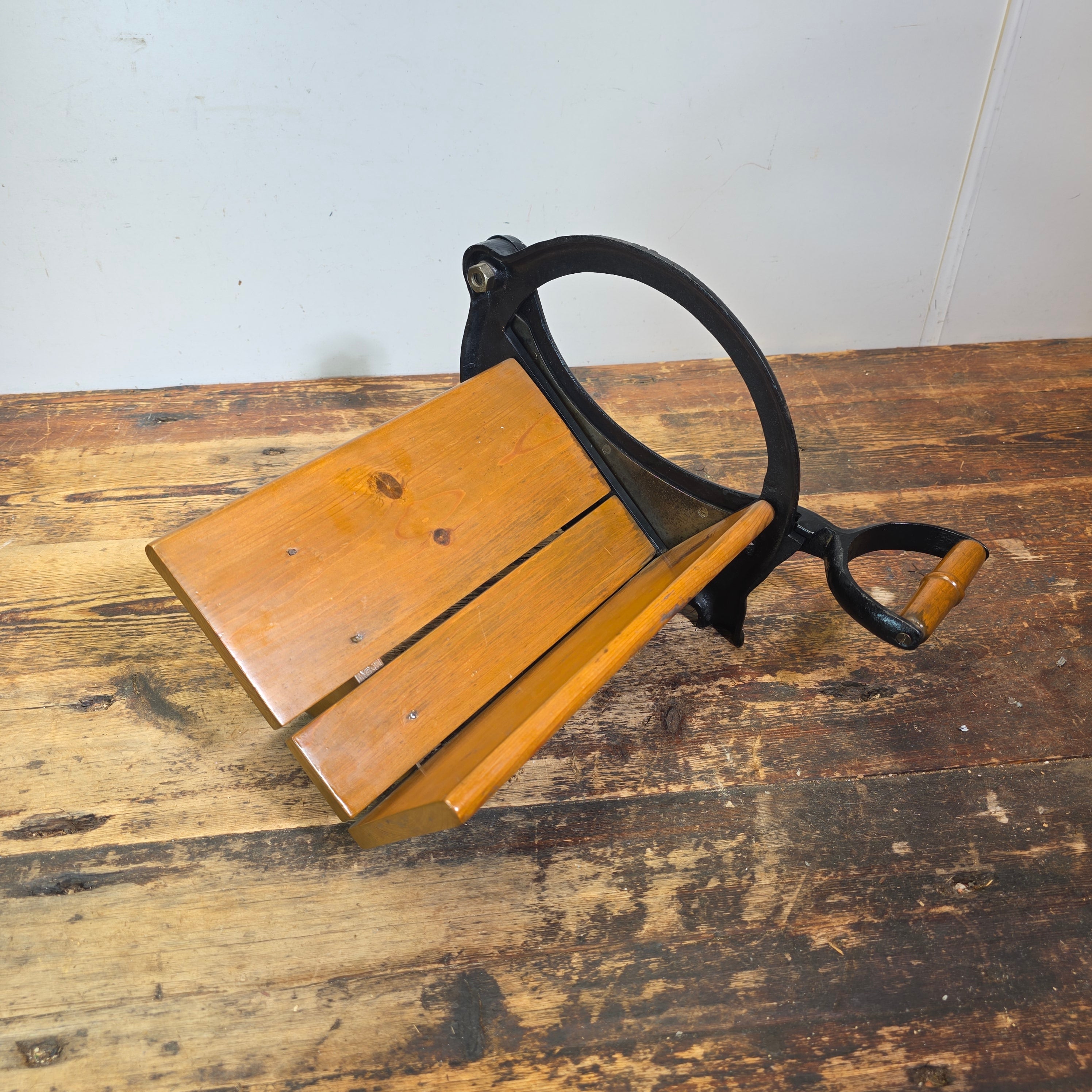 Rare Early VOSS No 6 Bread Slicer Restored Cast Iron Antique Wood Denmark Cutter