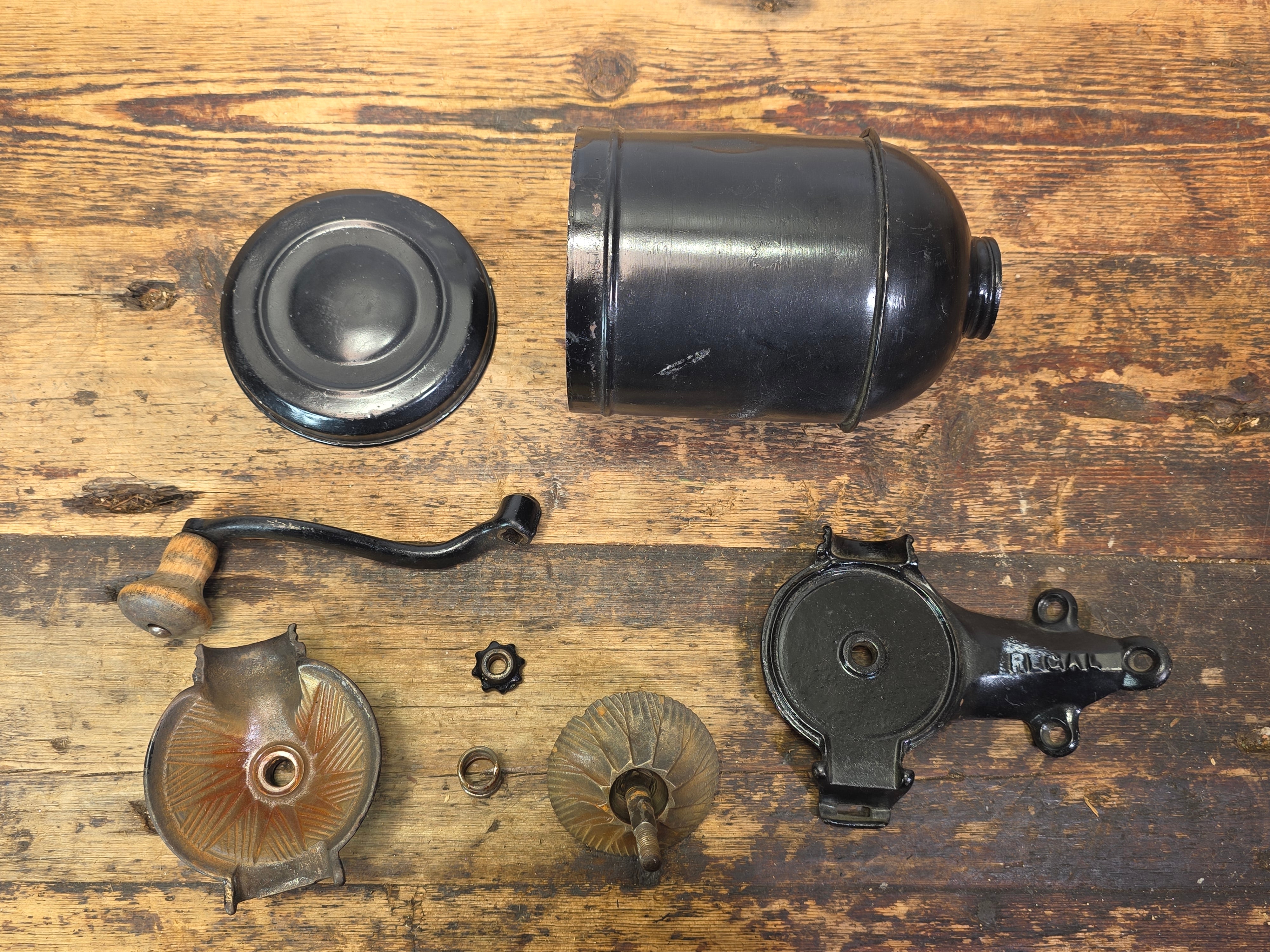 Antique Regal No 44 Cast Iron Wall Mount Coffee Grinder Mill Repainted 1900s