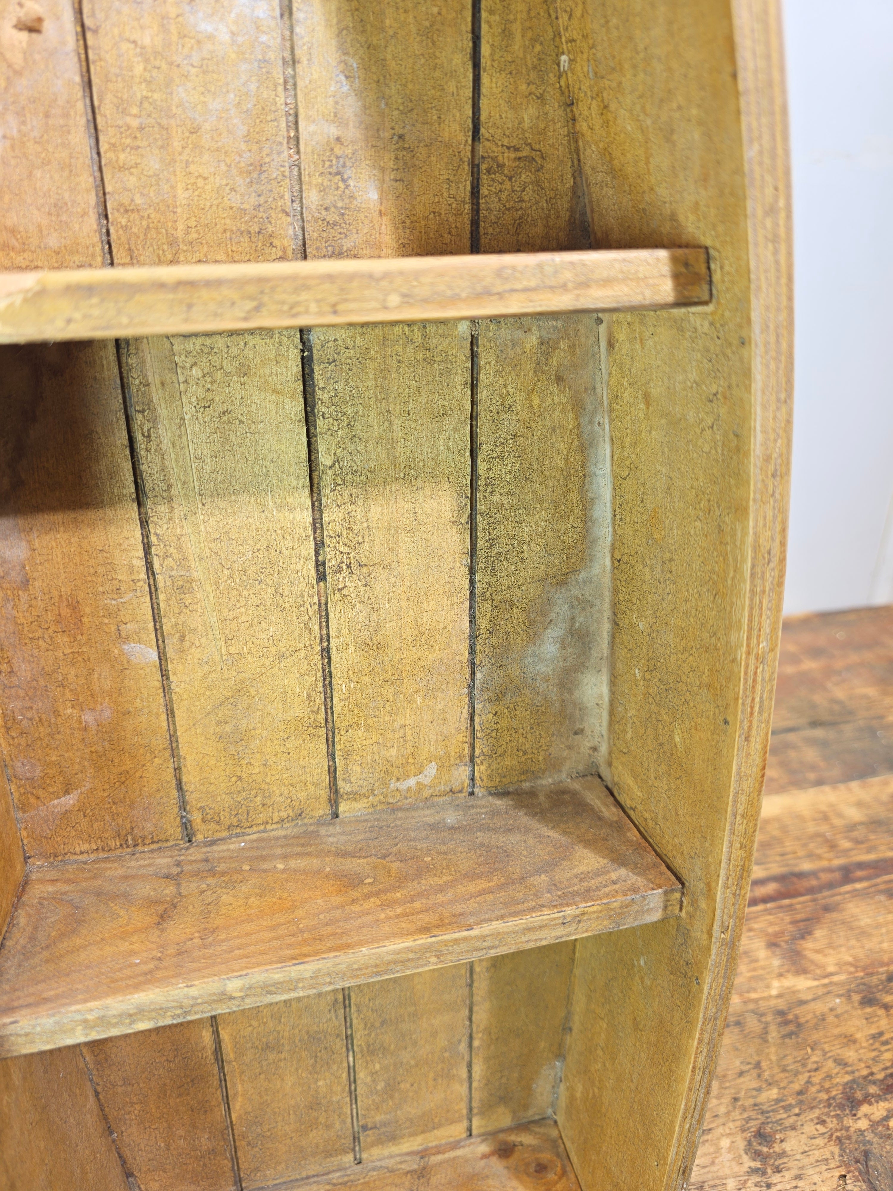 Vintage Wood Boat Wall Shelf Nautical Row Boat Shape Hanging Rack Blue Honey 23"