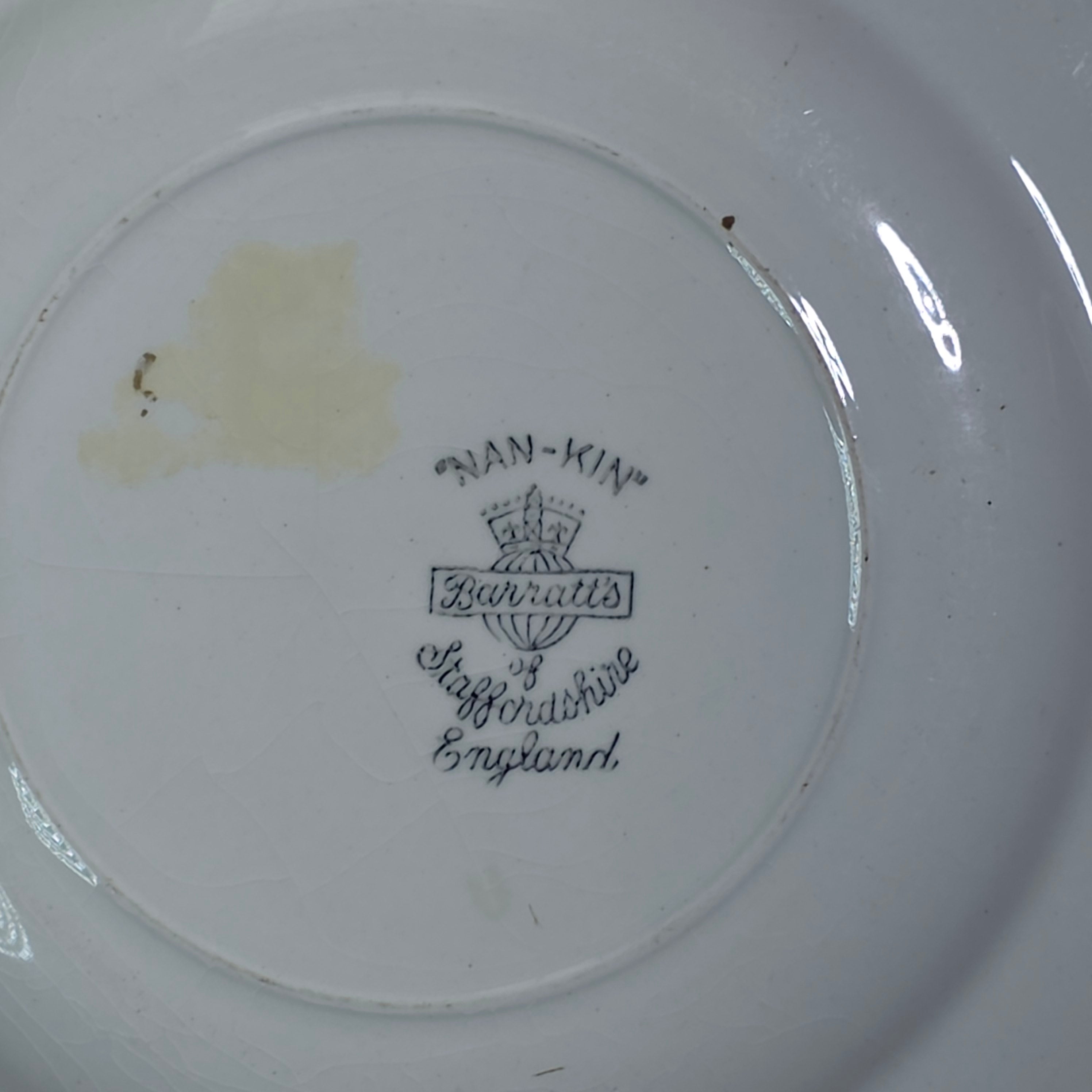 Vintage Barratts Staffordshire England Nan-Kin Blue White Plate 7" Chinoiserie
