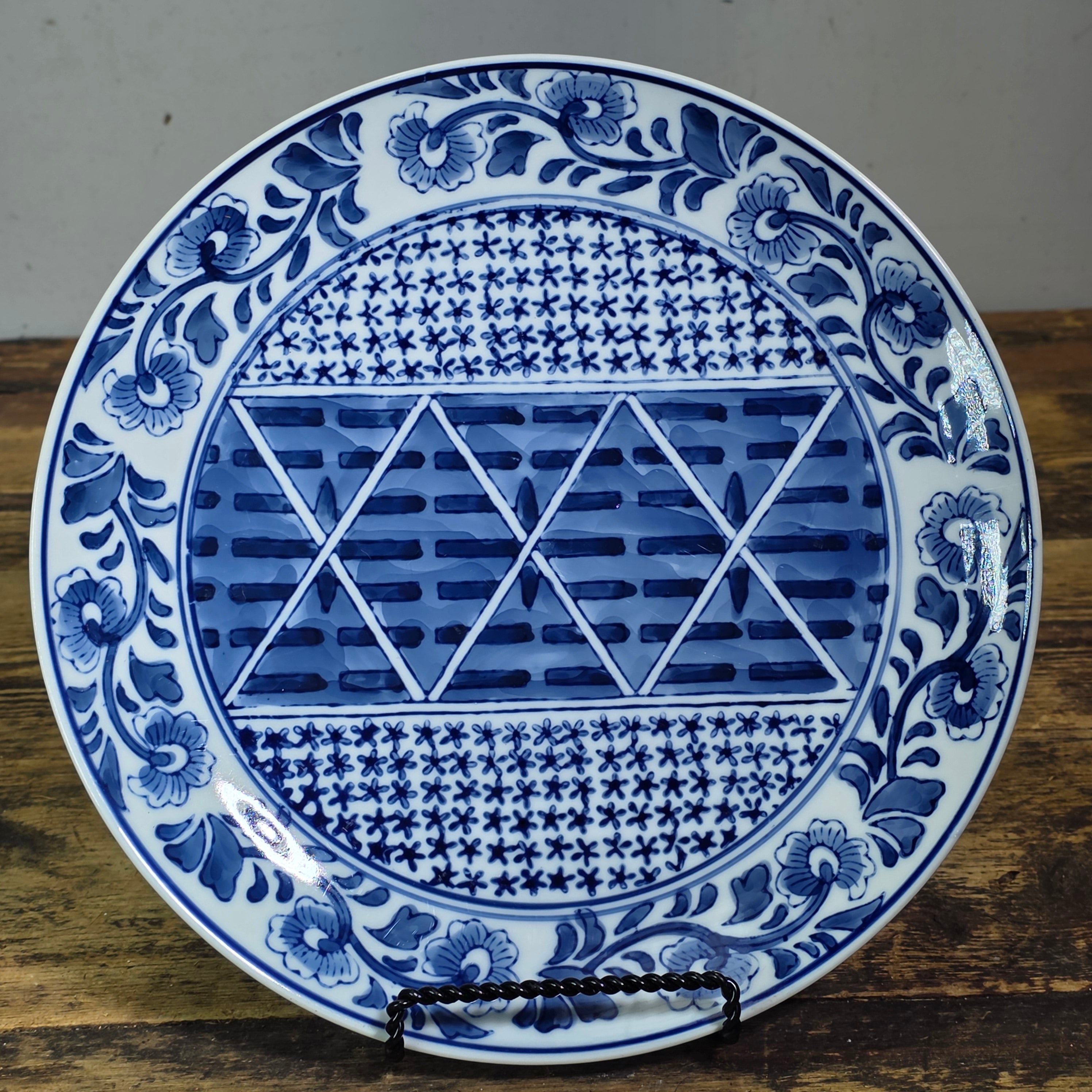 Kafuh Japan Blue White Porcelain Dinner Plates Set 6 Assorted Pattern 10"