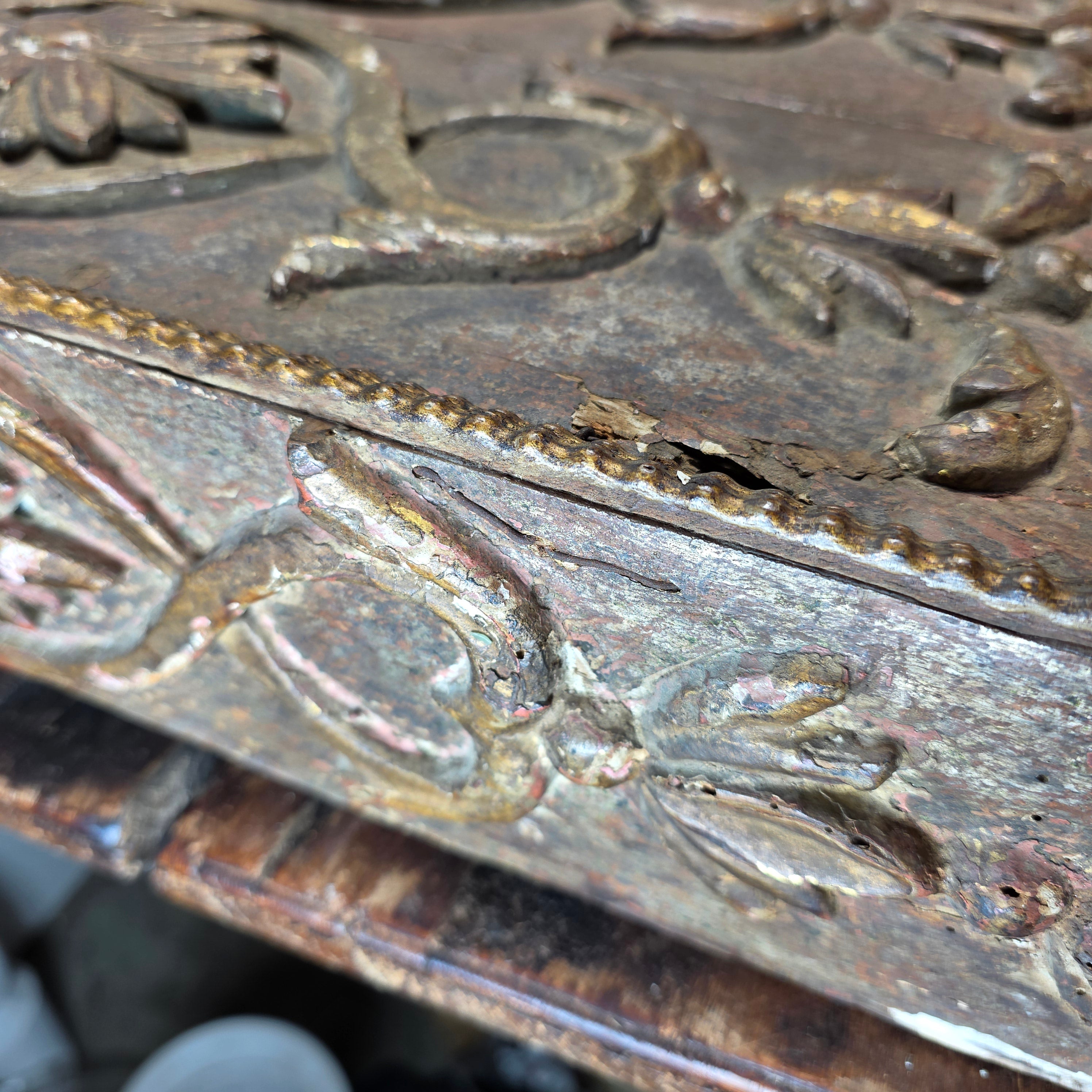 Tabernacle Church Cabinet 1700s Italian Spanish Baroque Carved Wood Wall Gilt