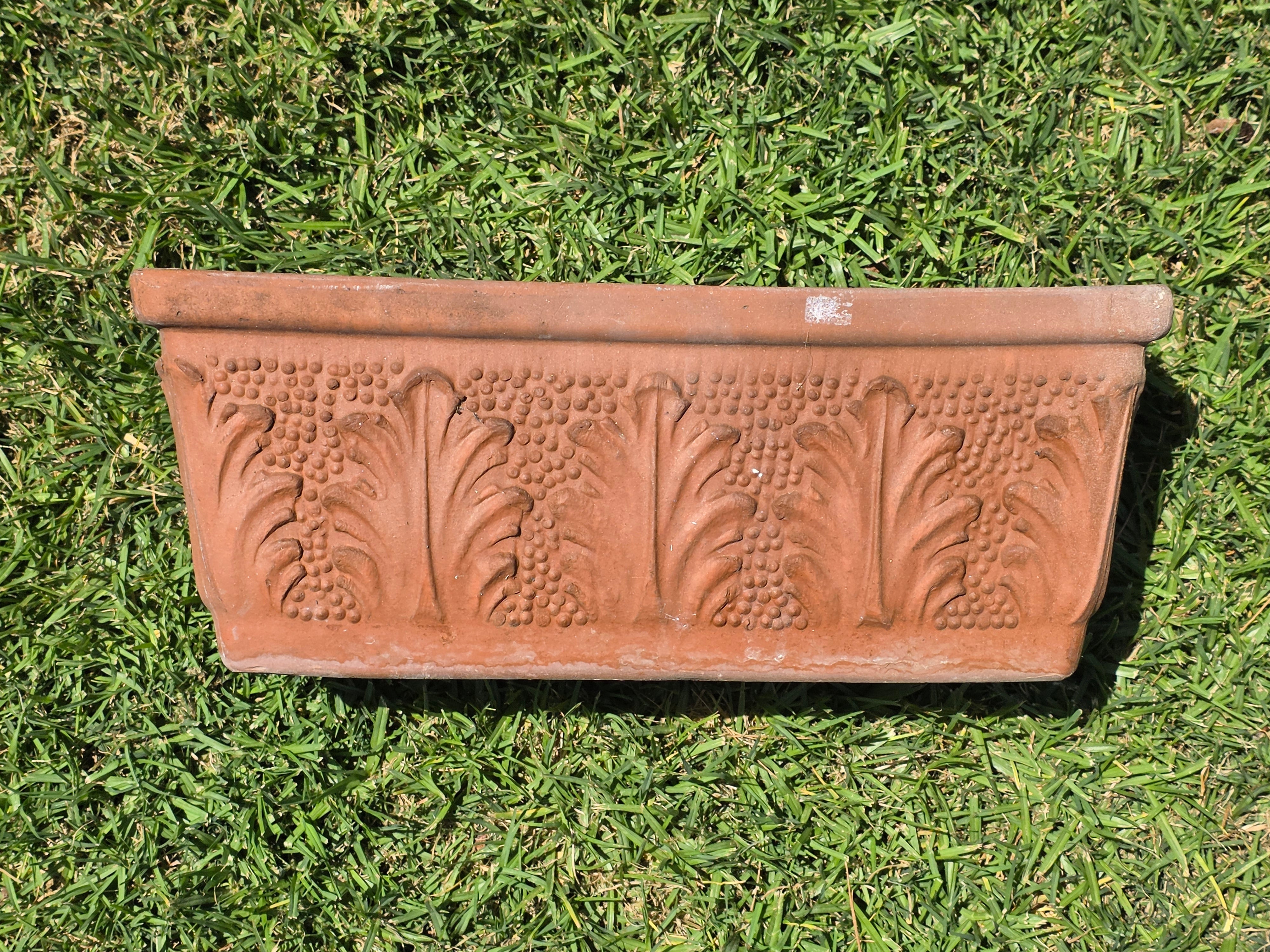 Vintage Italy Terracotta Planter Box Large Rectangular Trough Clay Flower Pot 16"