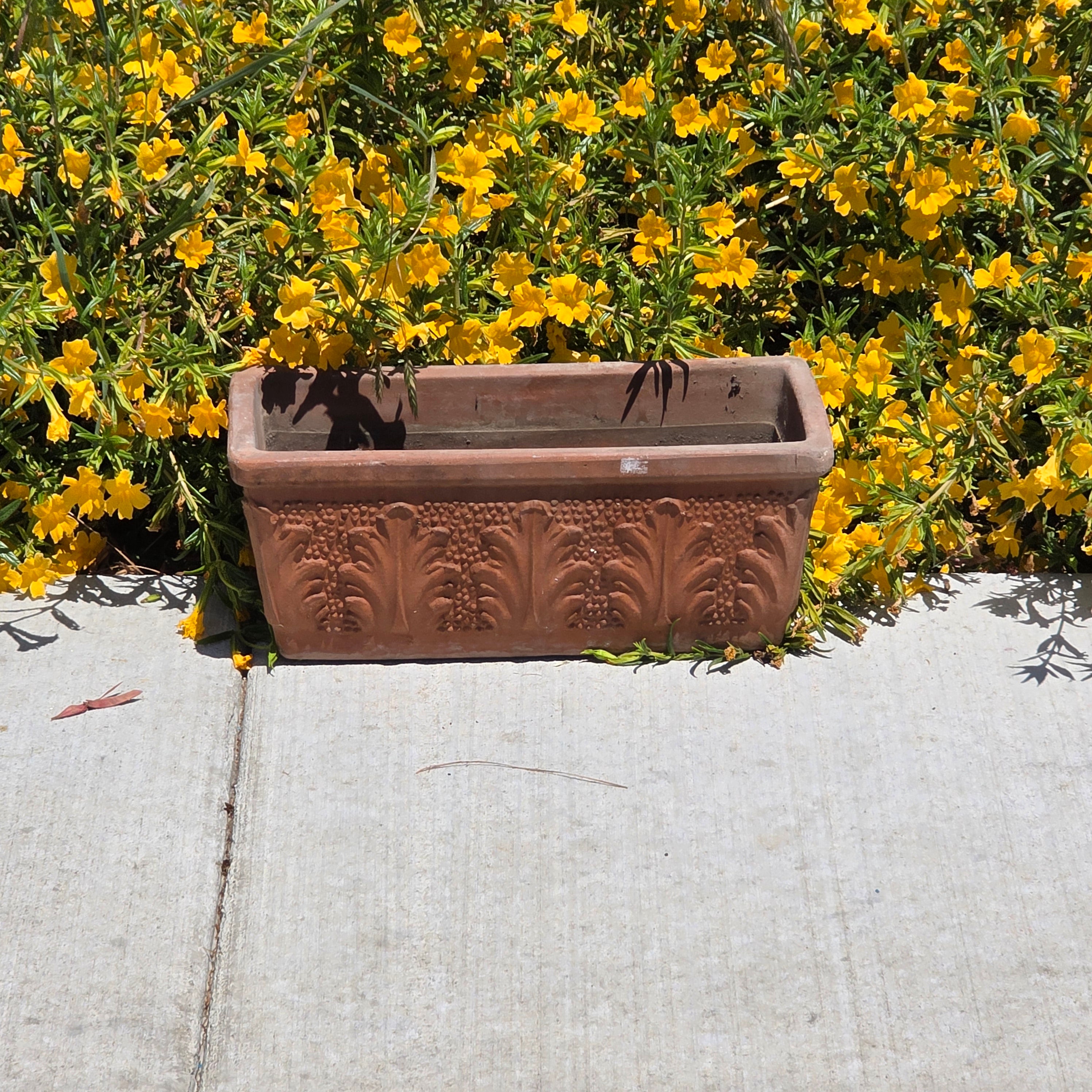 Vintage Italy Terracotta Planter Box Large Rectangular Trough Clay Flower Pot 16"