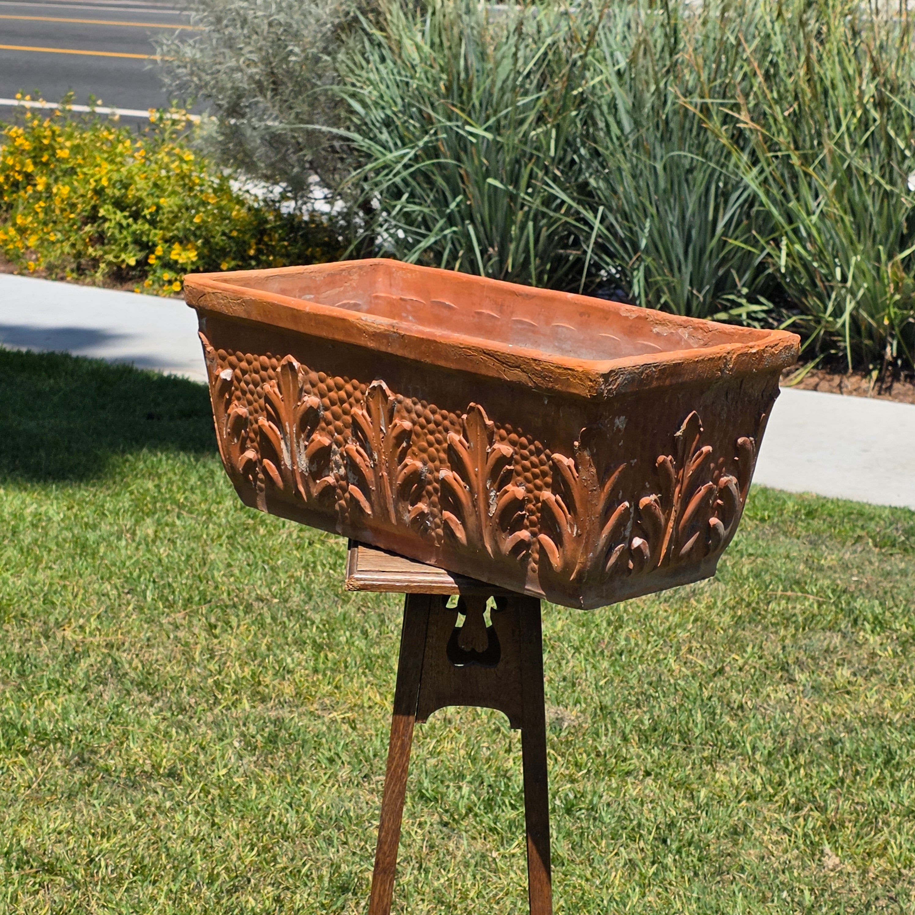 Vintage Terracotta Planter Box Large Rectangular Trough Clay Flower Pot 24"