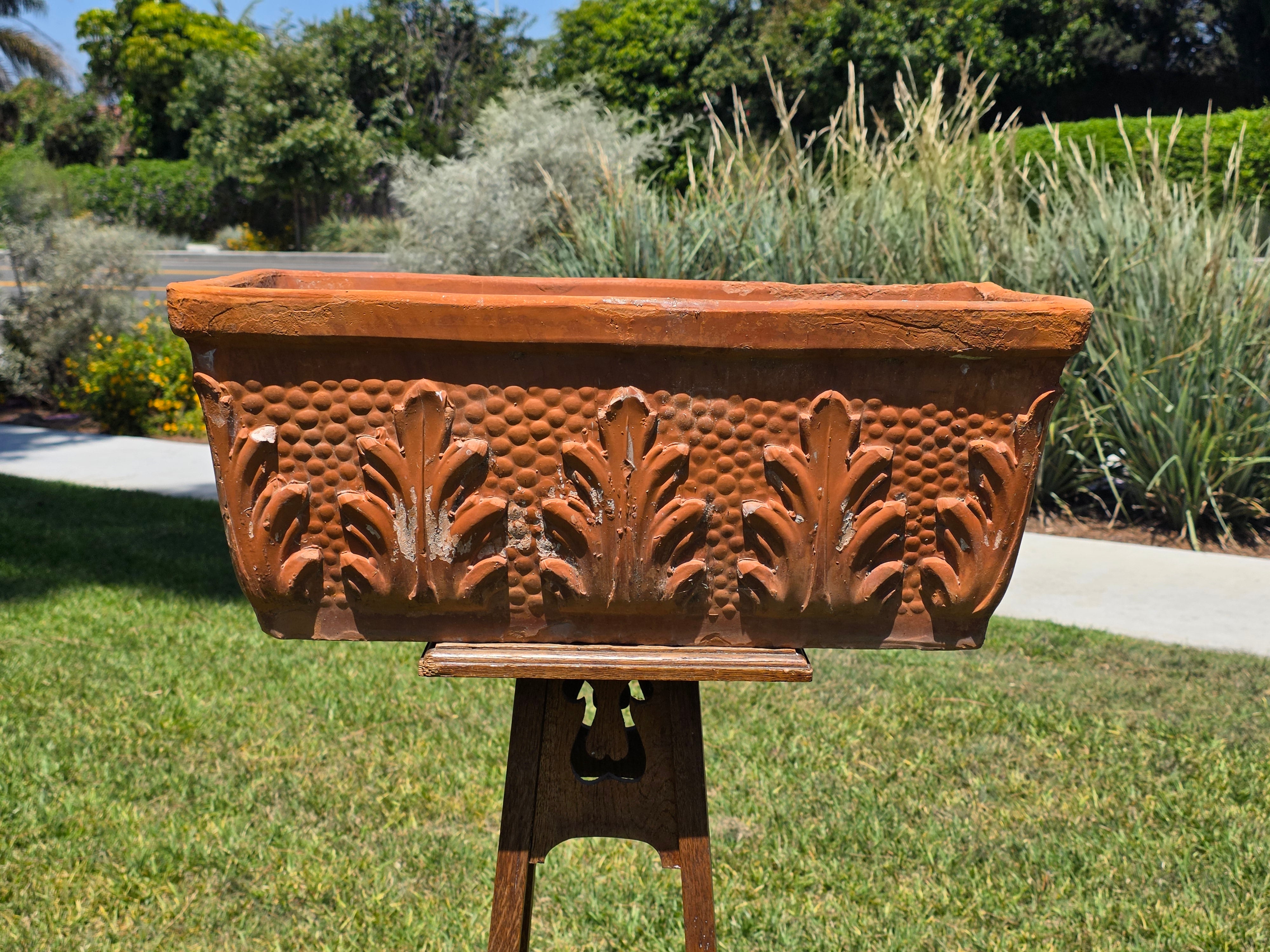Vintage Terracotta Planter Box Large Rectangular Trough Clay Flower Pot 24"