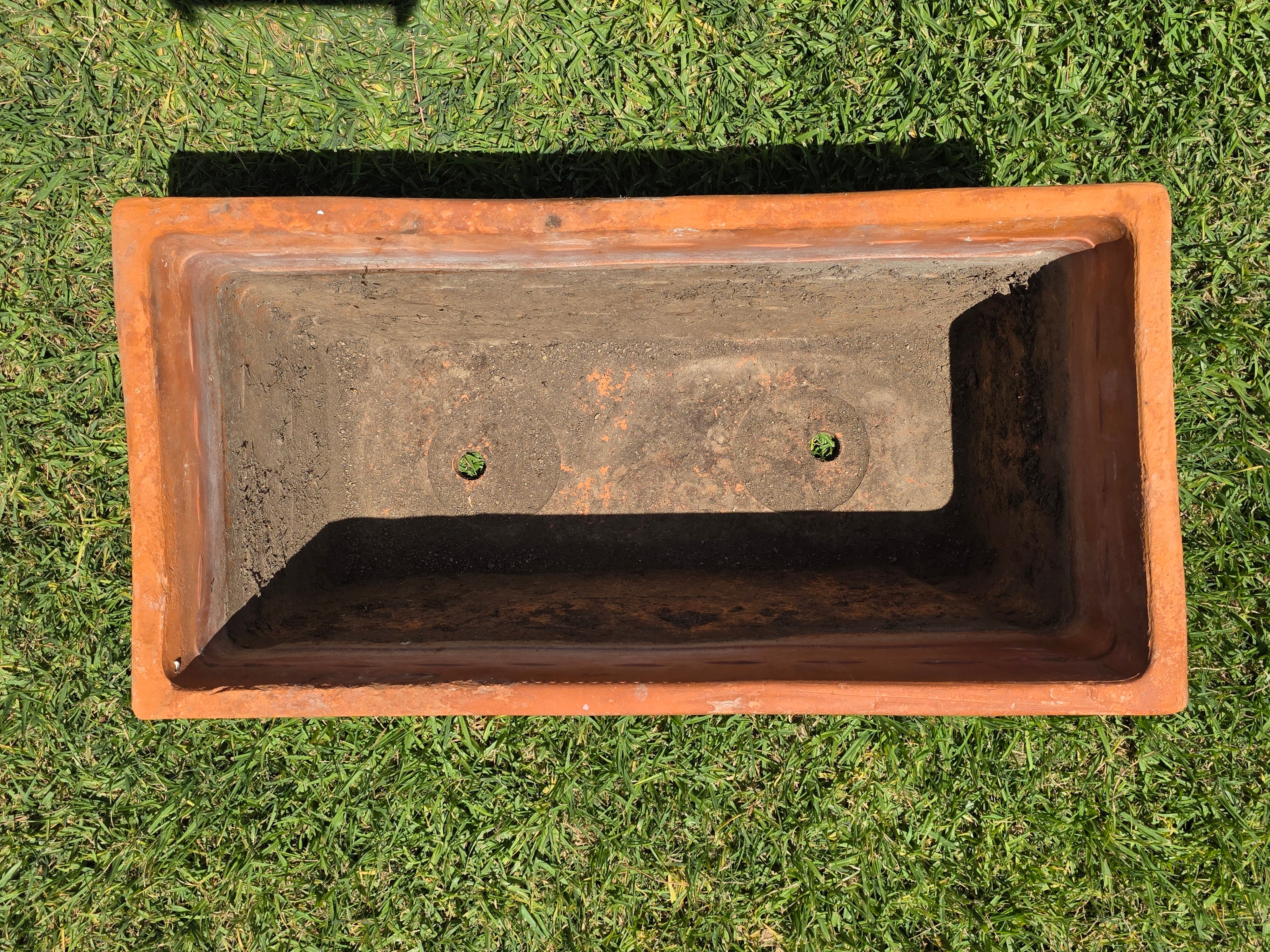 Vintage Terracotta Planter Box Large Rectangular Trough Clay Flower Pot 24"
