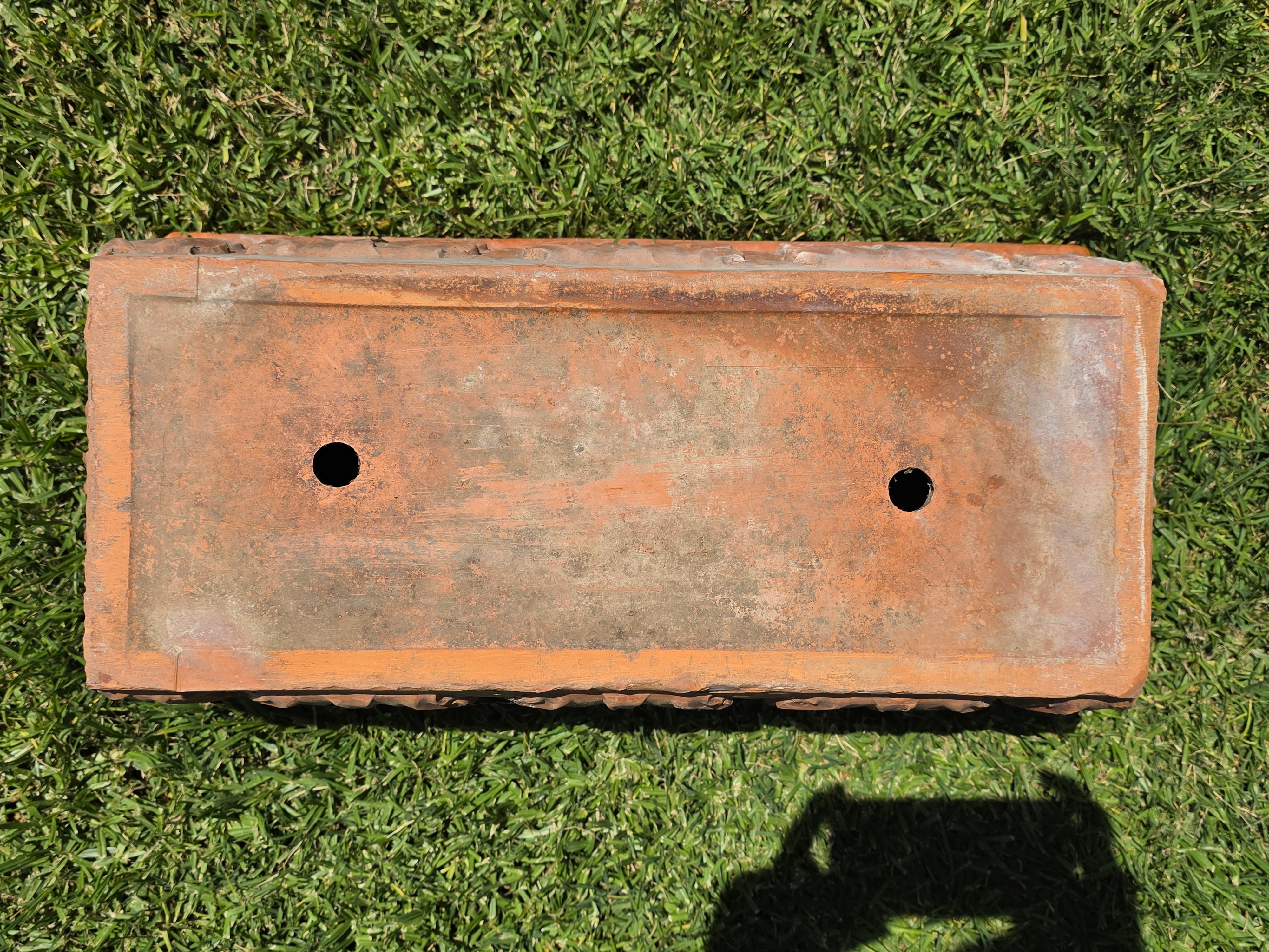 Vintage Terracotta Planter Box Large Rectangular Trough Clay Flower Pot 24"
