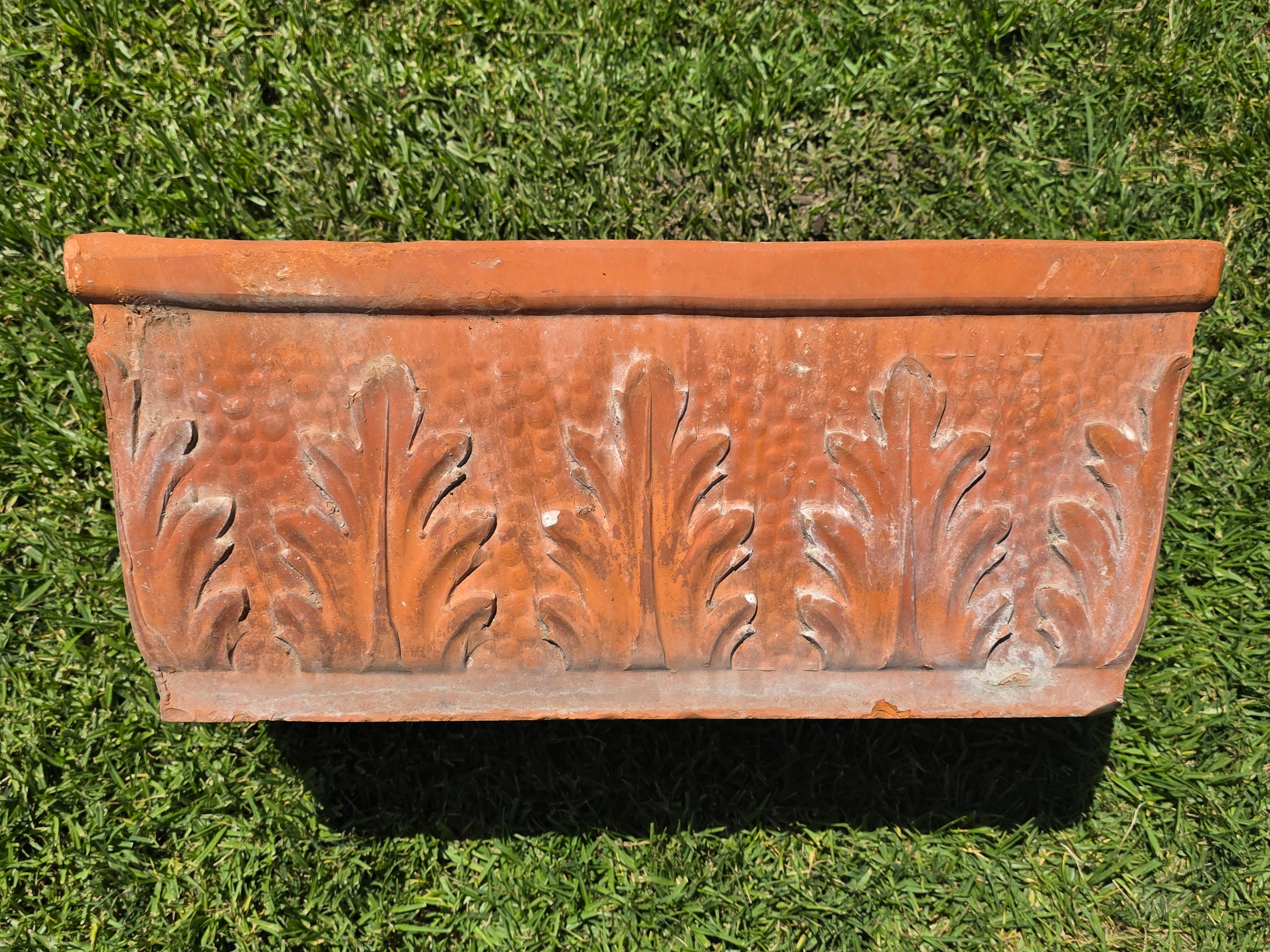 Vintage Terracotta Planter Box Large Rectangular Trough Clay Flower Pot 24"