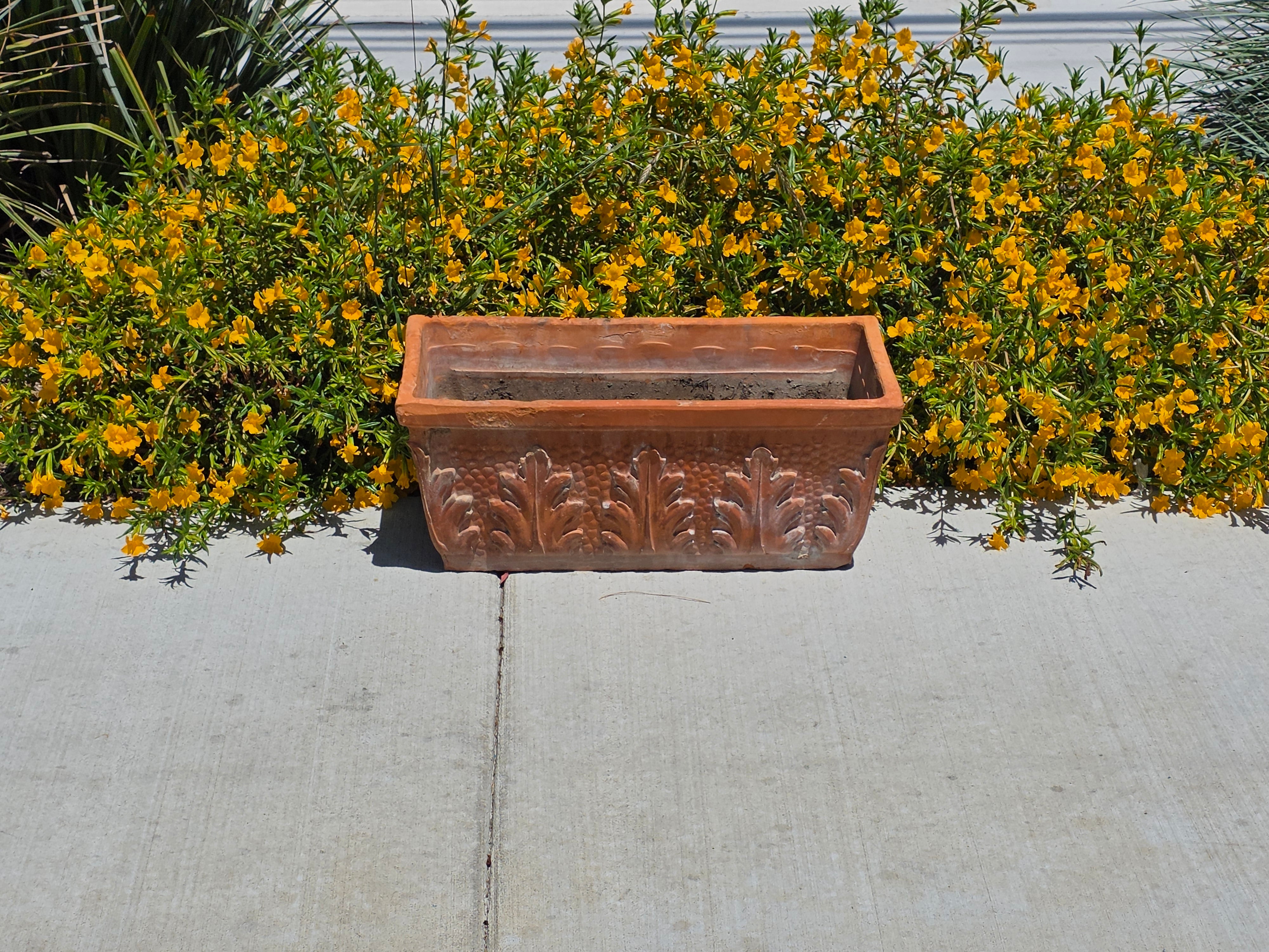 Vintage Terracotta Planter Box Large Rectangular Trough Clay Flower Pot 24"
