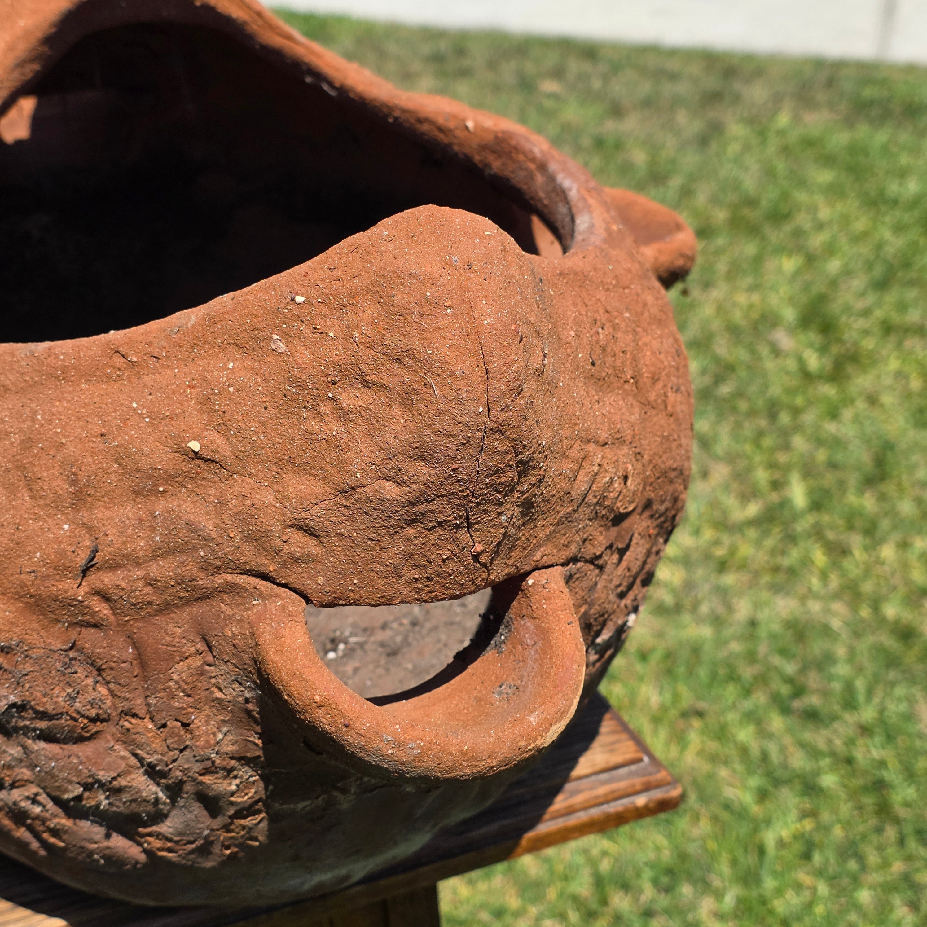 Vintage Terracotta Chicken Planter Large Rooster Clay Strawberry Pot Hen 21"