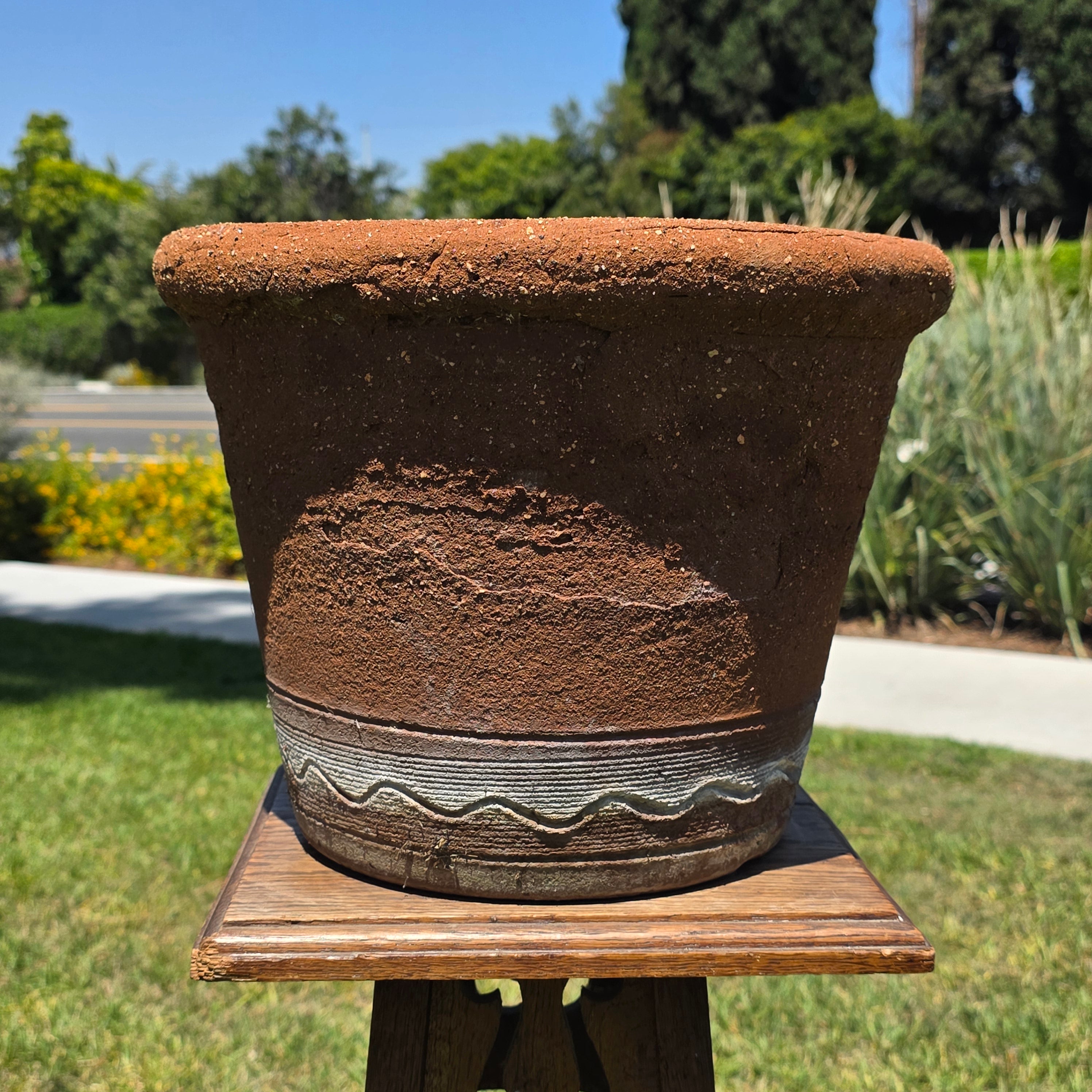 Vintage Terracotta Planter Large Round Clay Flower Pot Rustic Heavy Garden 13"