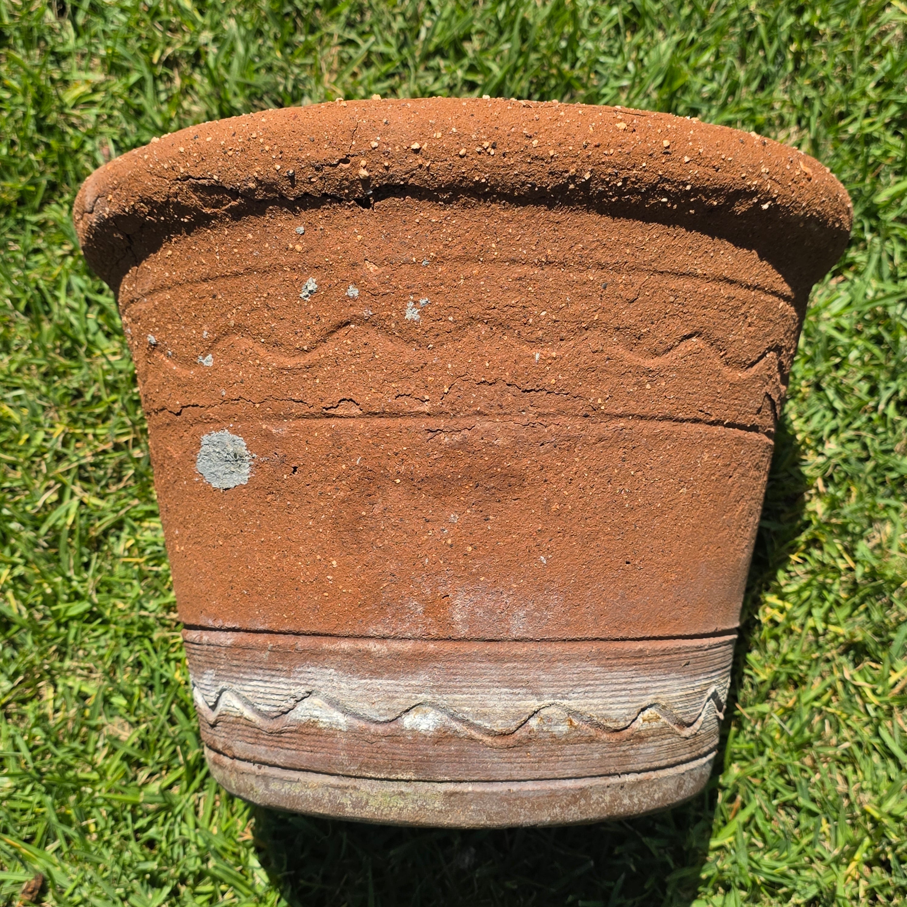 Vintage Terracotta Planter Large Round Clay Flower Pot Rustic Heavy Garden 13"