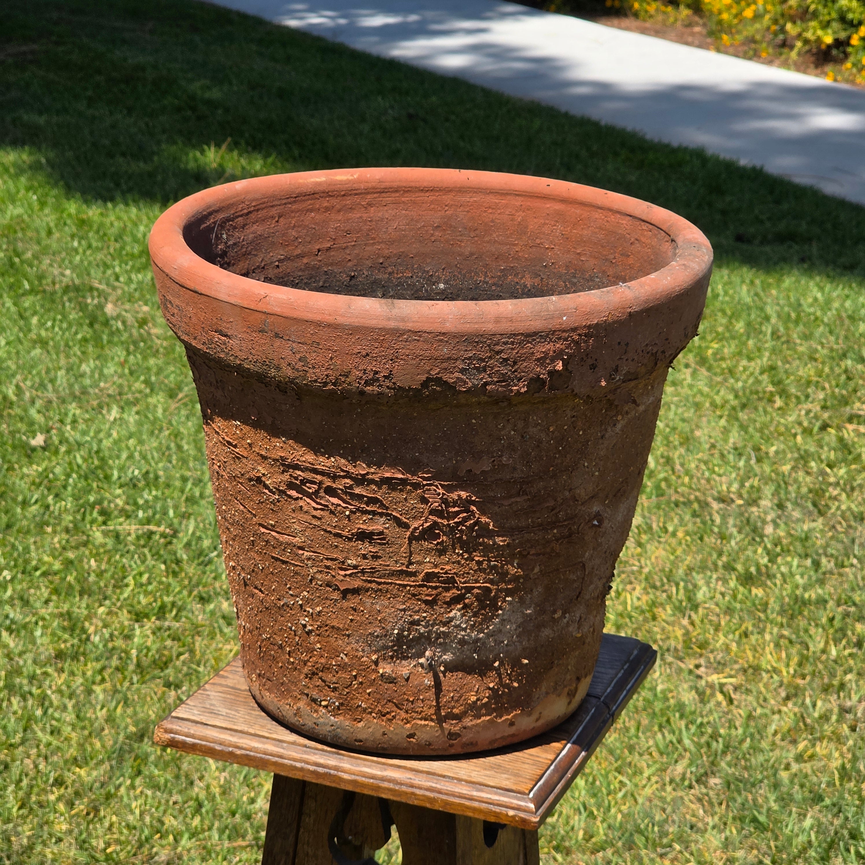 Vintage Terracotta Planter Large Round Clay Flower Pot Rustic Heavy Garden 15"