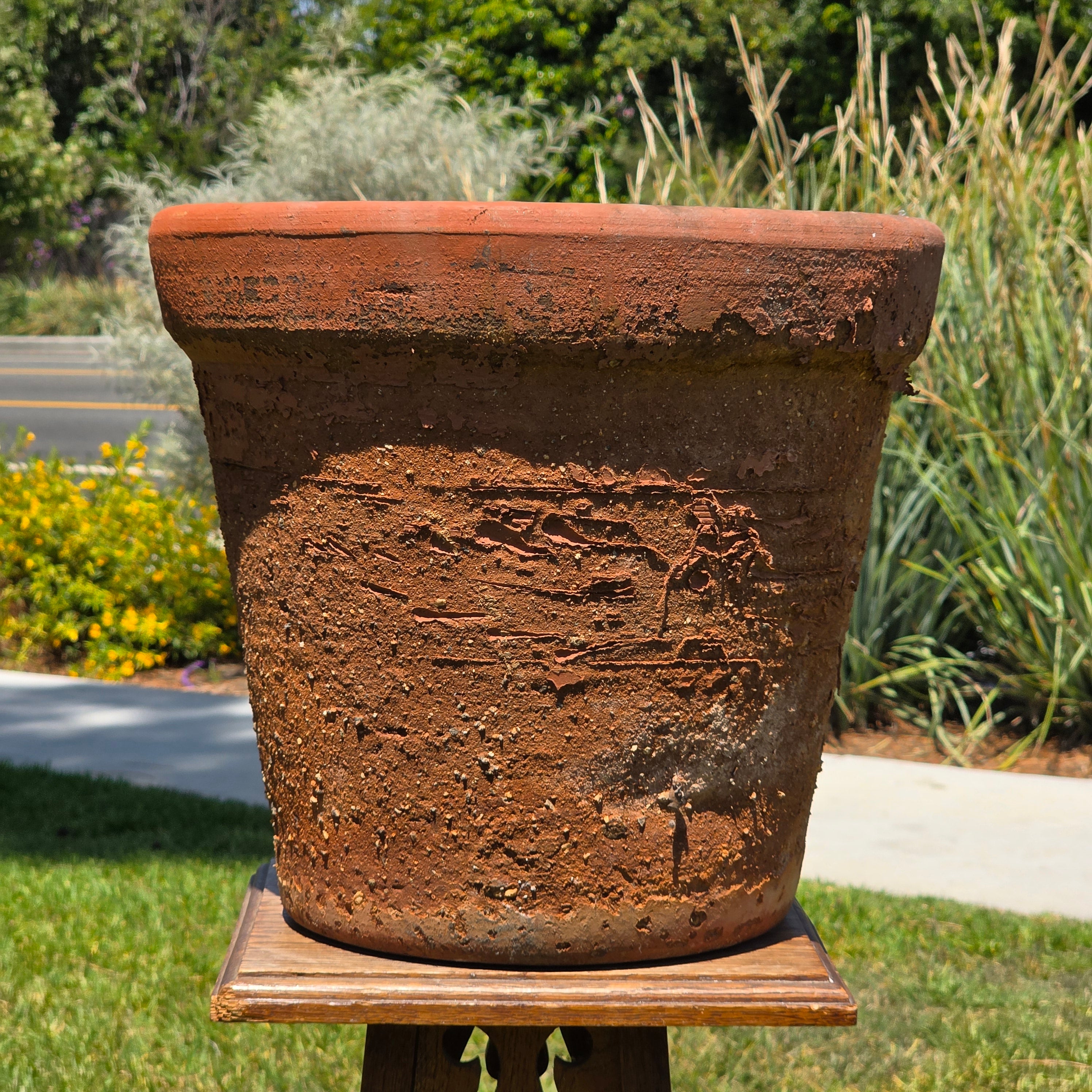Vintage Terracotta Planter Large Round Clay Flower Pot Rustic Heavy Garden 15"