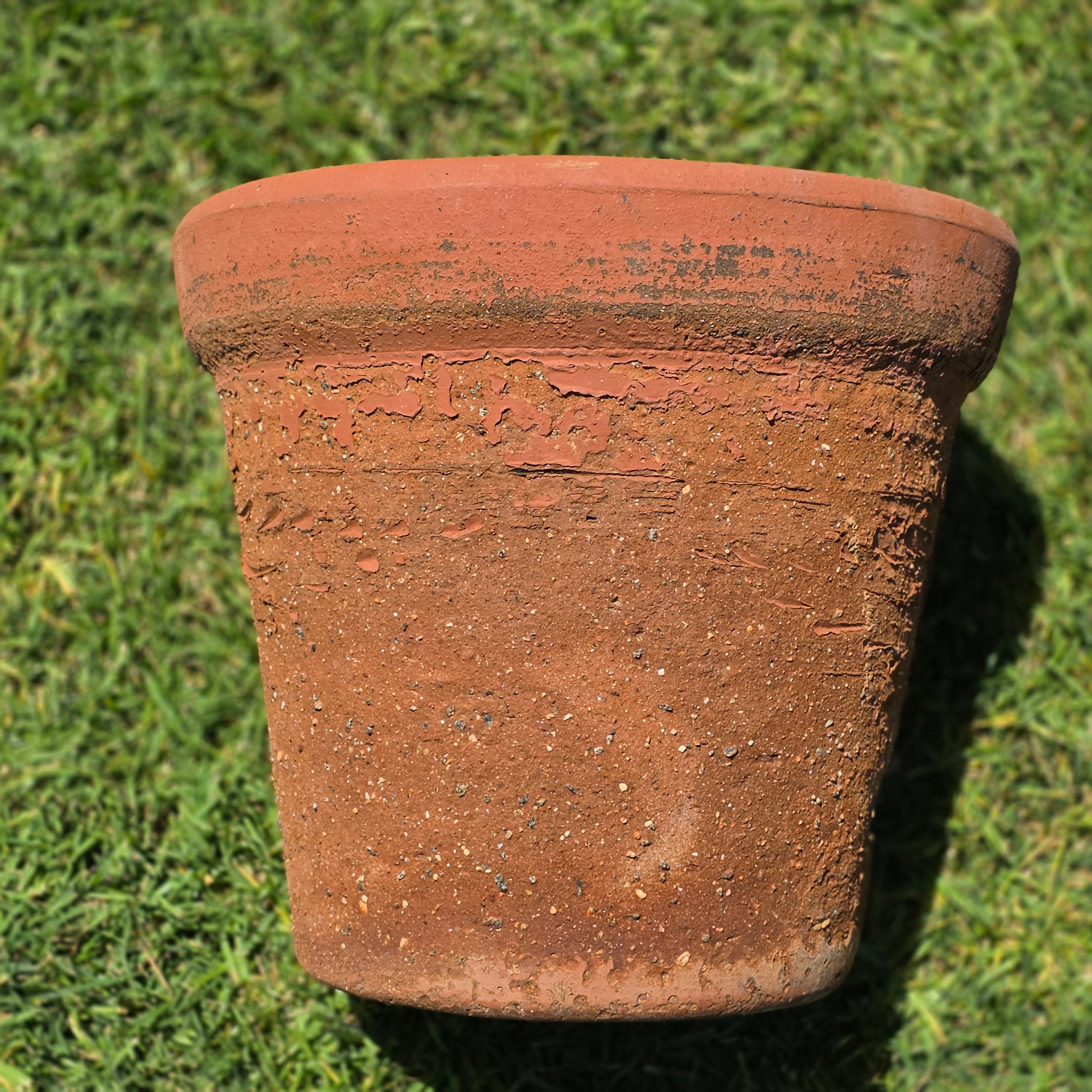 Vintage Terracotta Planter Large Round Clay Flower Pot Rustic Heavy Garden 15"