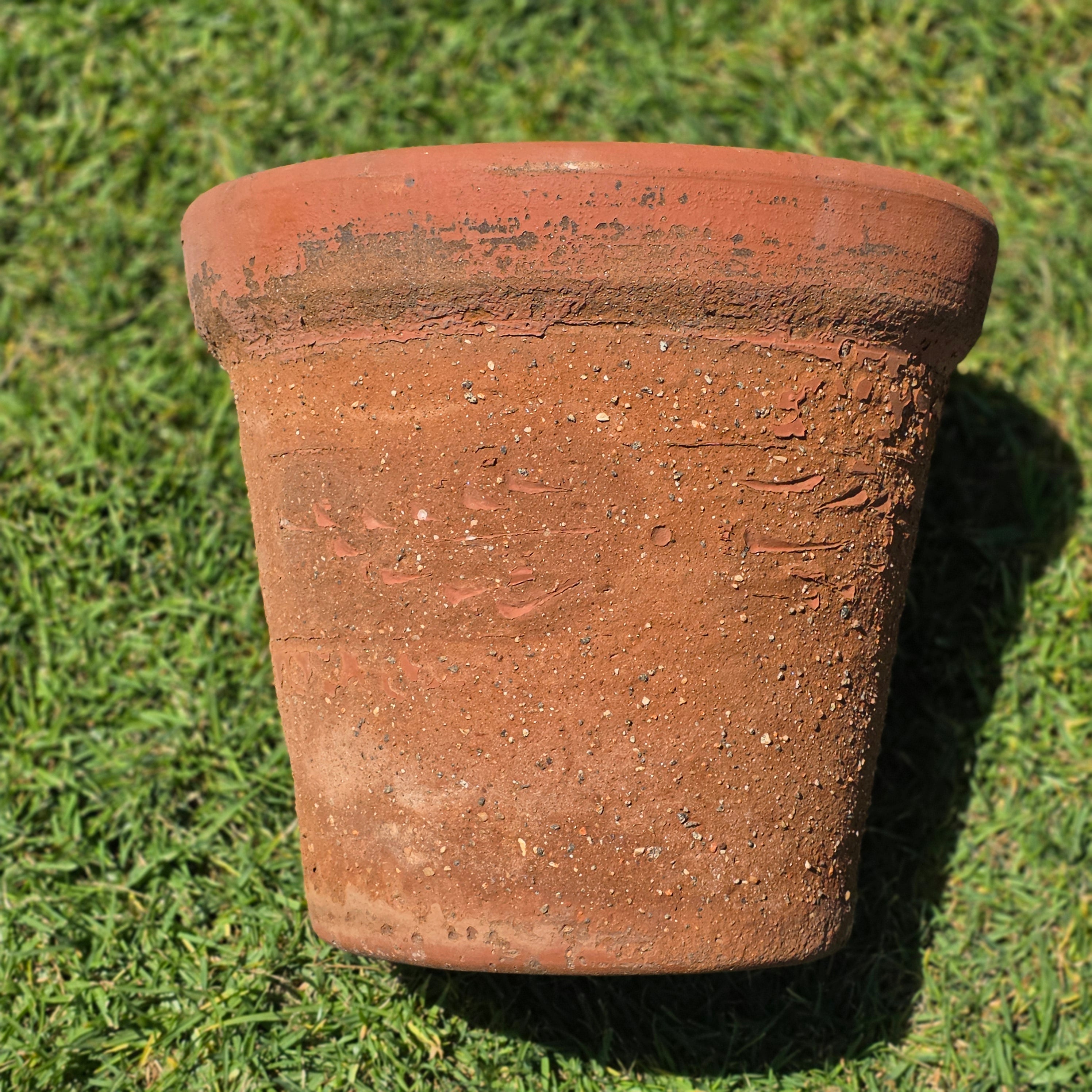 Vintage Terracotta Planter Large Round Clay Flower Pot Rustic Heavy Garden 15"