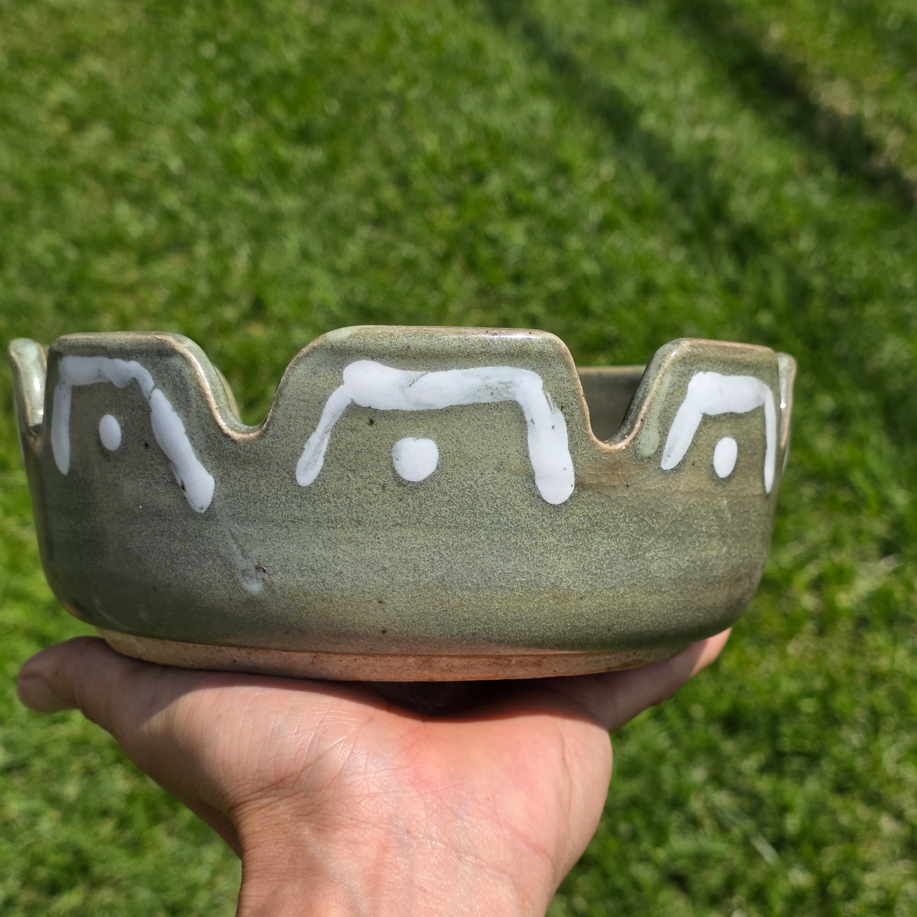 Vintage BONHAM 2318 Pottery Bowl Planter Mid Century Brown Studio Art Pottery