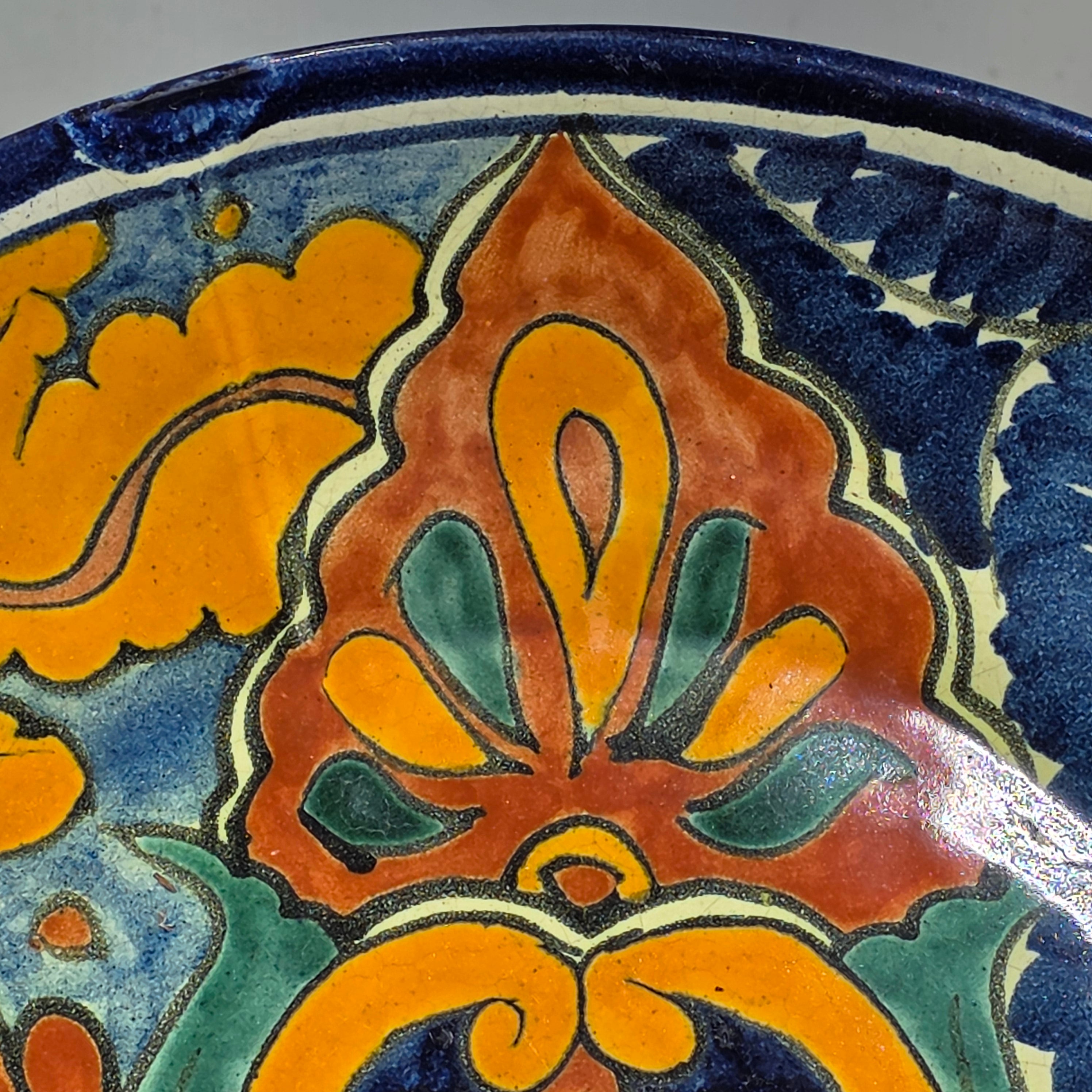 Vintage Talavera Plate Signed T Ruth Mexico Pottery Wall Hanging Art Platter 11"
