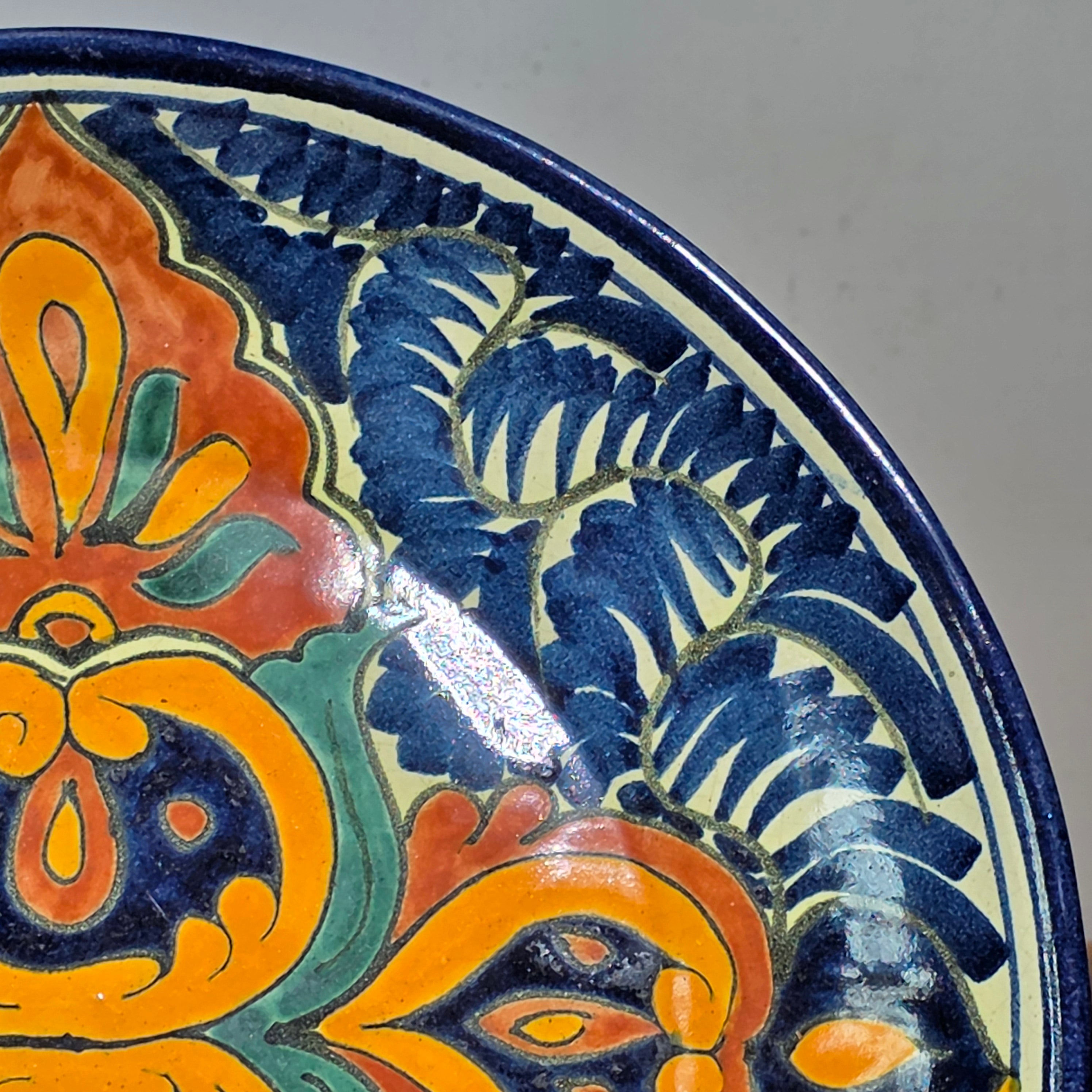 Vintage Talavera Plate Signed T Ruth Mexico Pottery Wall Hanging Art Platter 11"