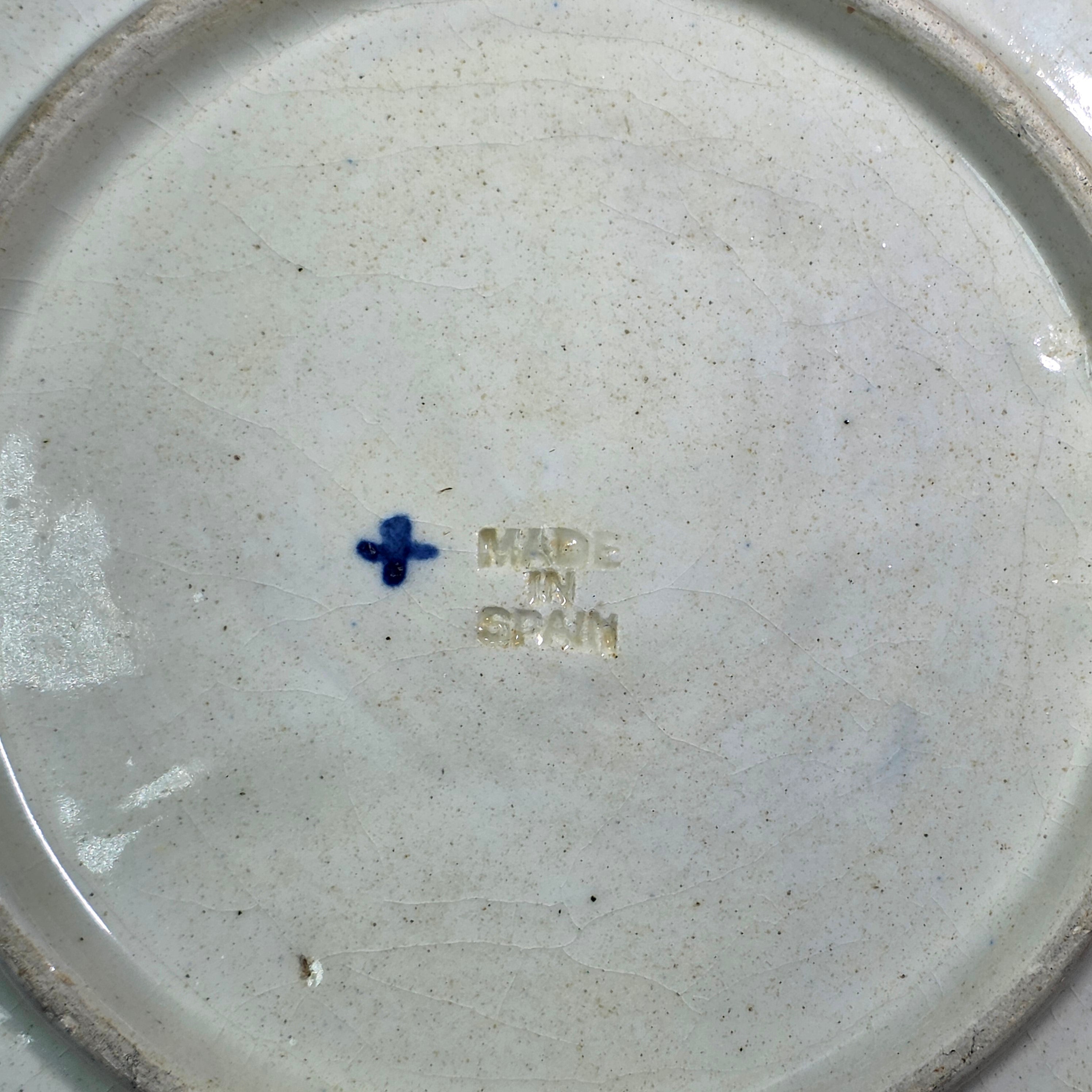 Vintage Spanish Majolica Ceramic Wall Plate Blue Yellow Sicily Coat of Arms 10.5"