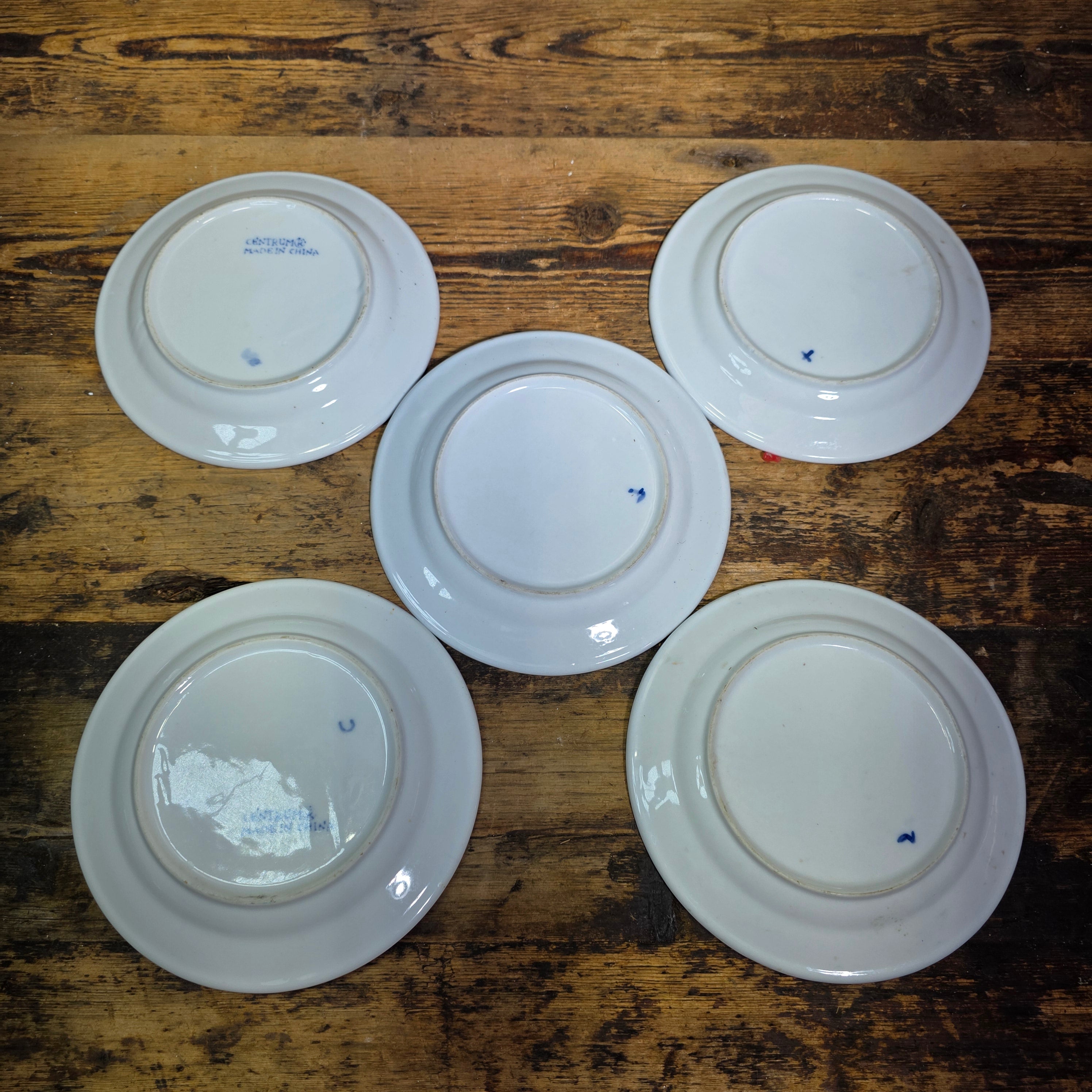 Vintage Kafuh Centrum China Blue White Shonzui Floral Plates 7" Set of 5 Salad