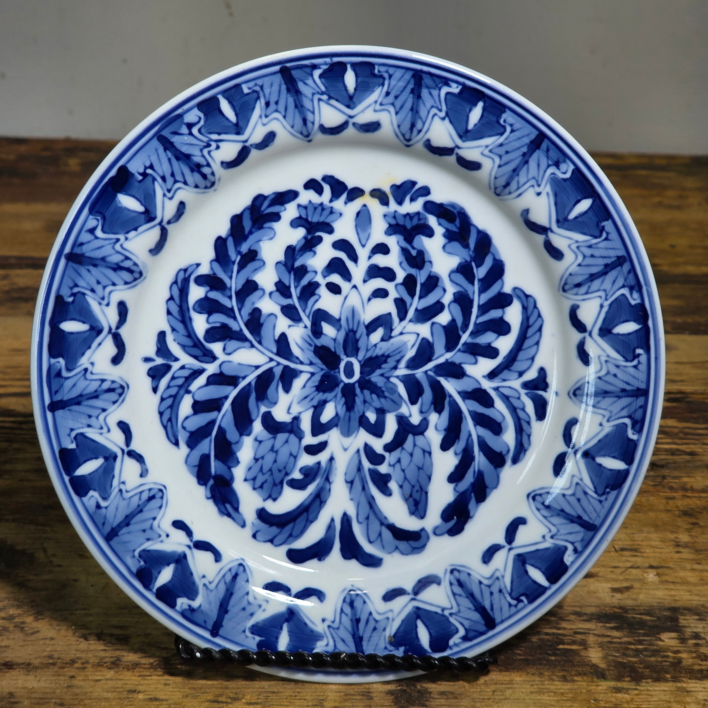 Vintage Kafuh Centrum China Blue White Shonzui Floral Plates 7" Set of 5 Salad