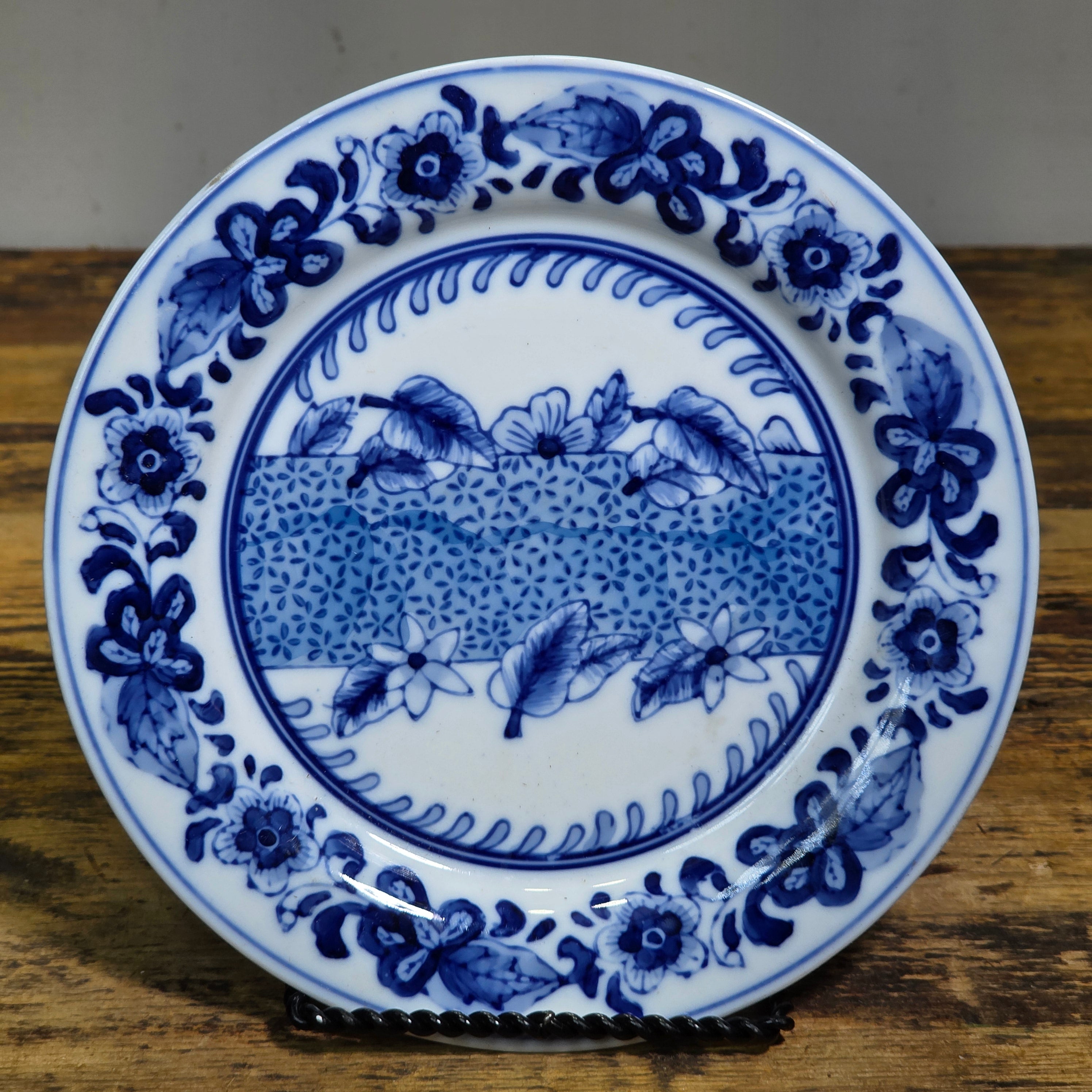 Vintage Kafuh Centrum China Blue White Shonzui Floral Plates 7" Set of 5 Salad
